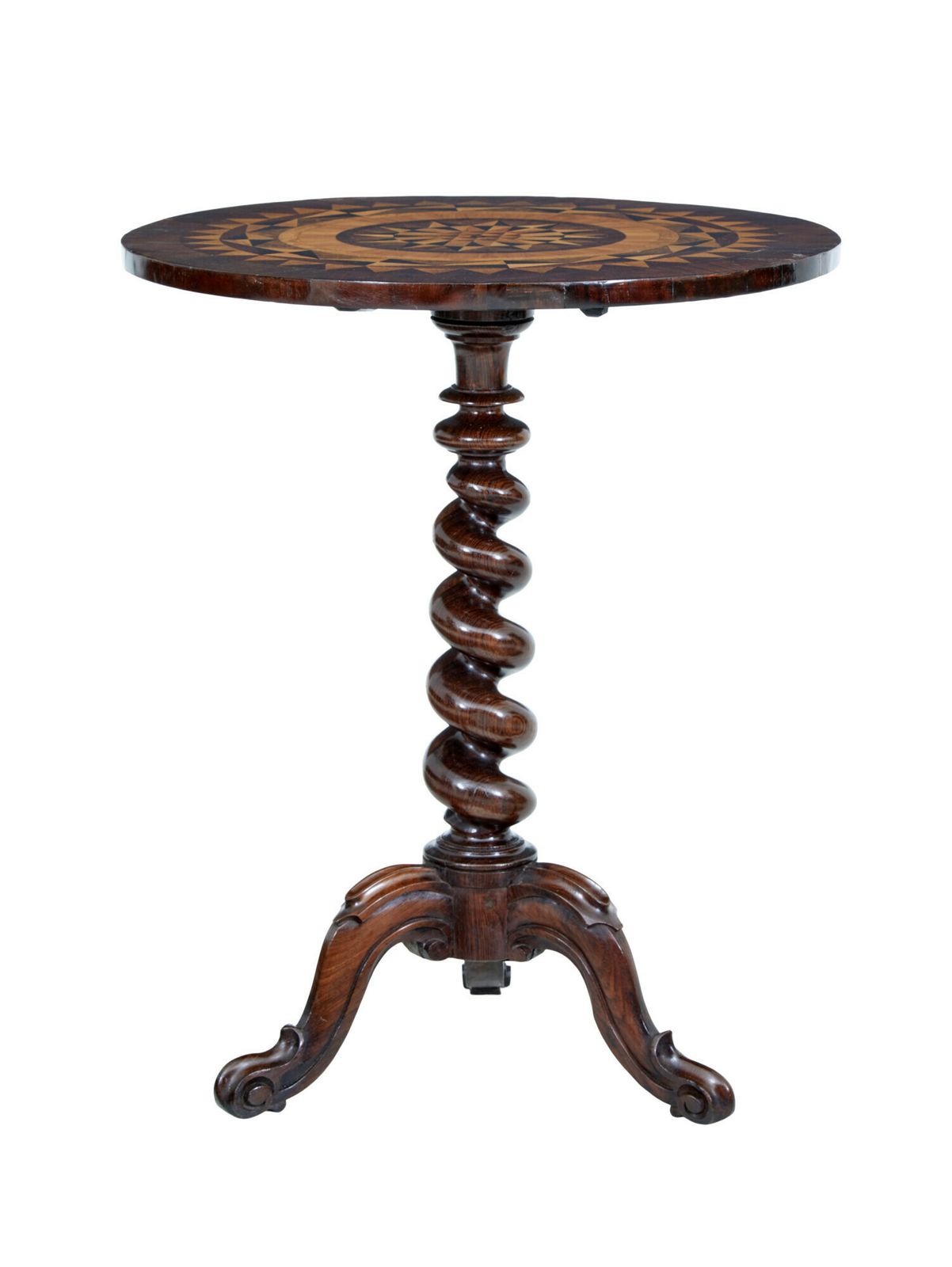 Early Victorian 19th Century Walnut Inlaid Tilt Top Occasional Table photo 1705.0