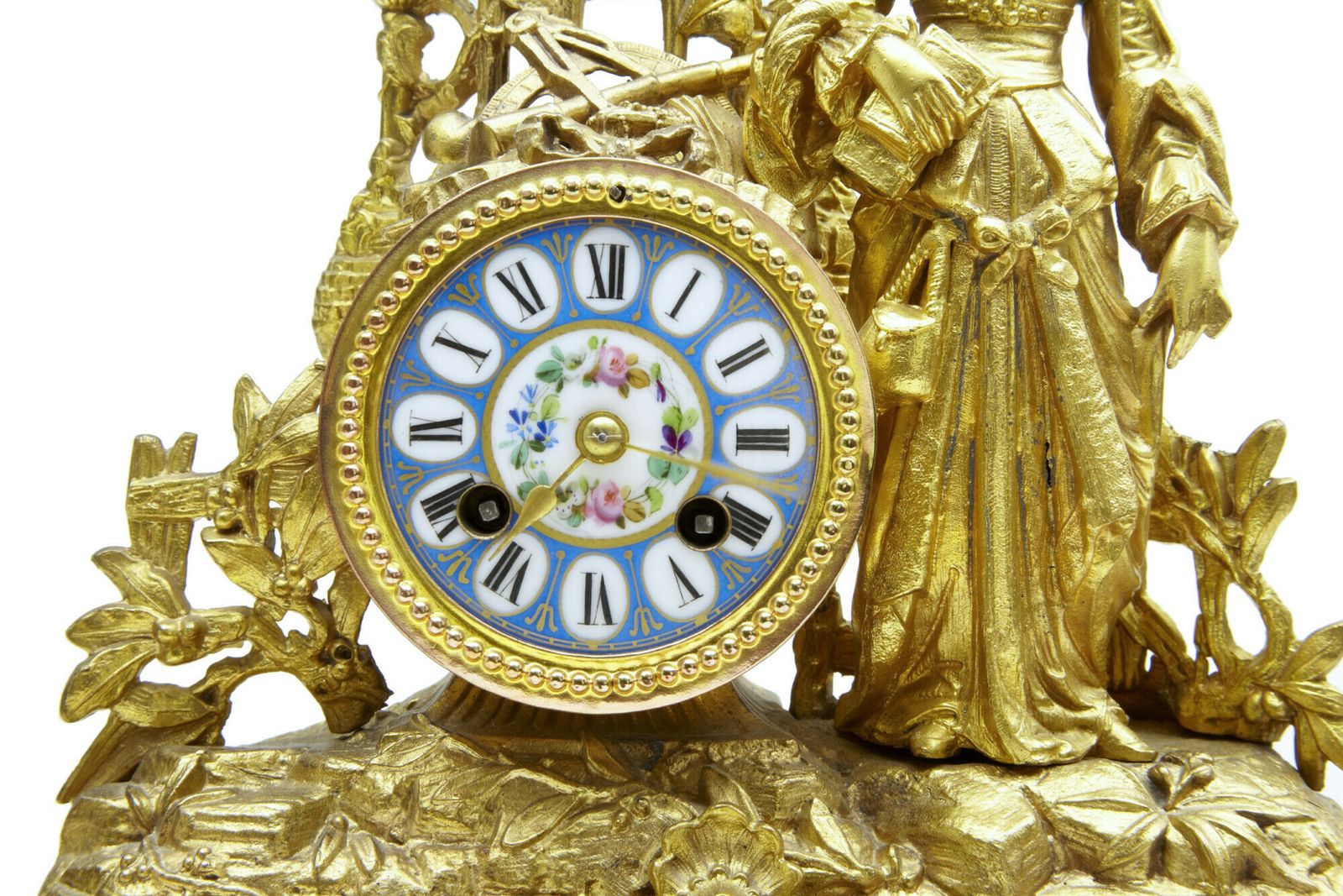 19th Century French Gilt Mantle Clock With Sevres Plaques photo 1815.0