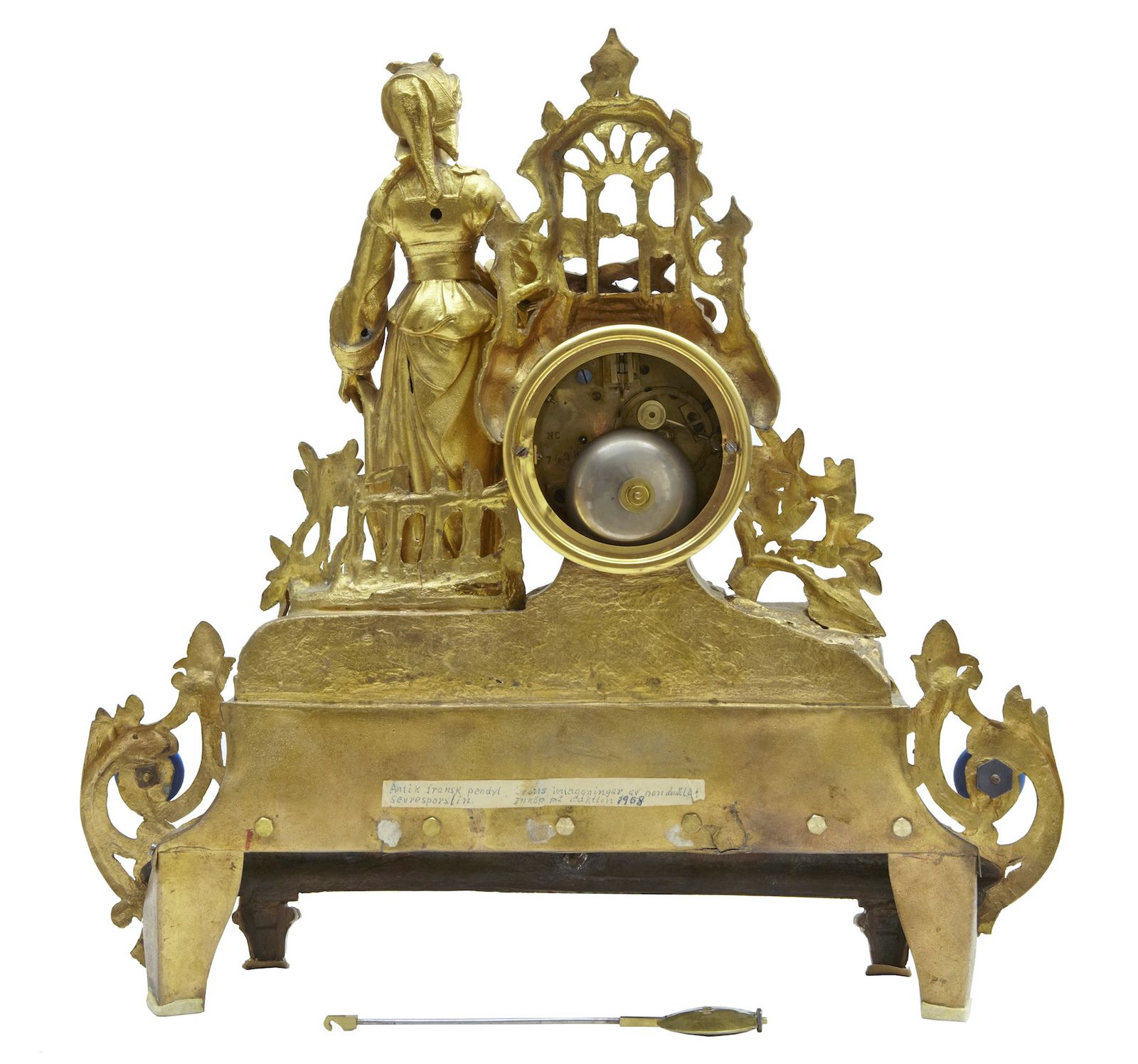 19th Century French Gilt Mantle Clock With Sevres Plaques photo vintage