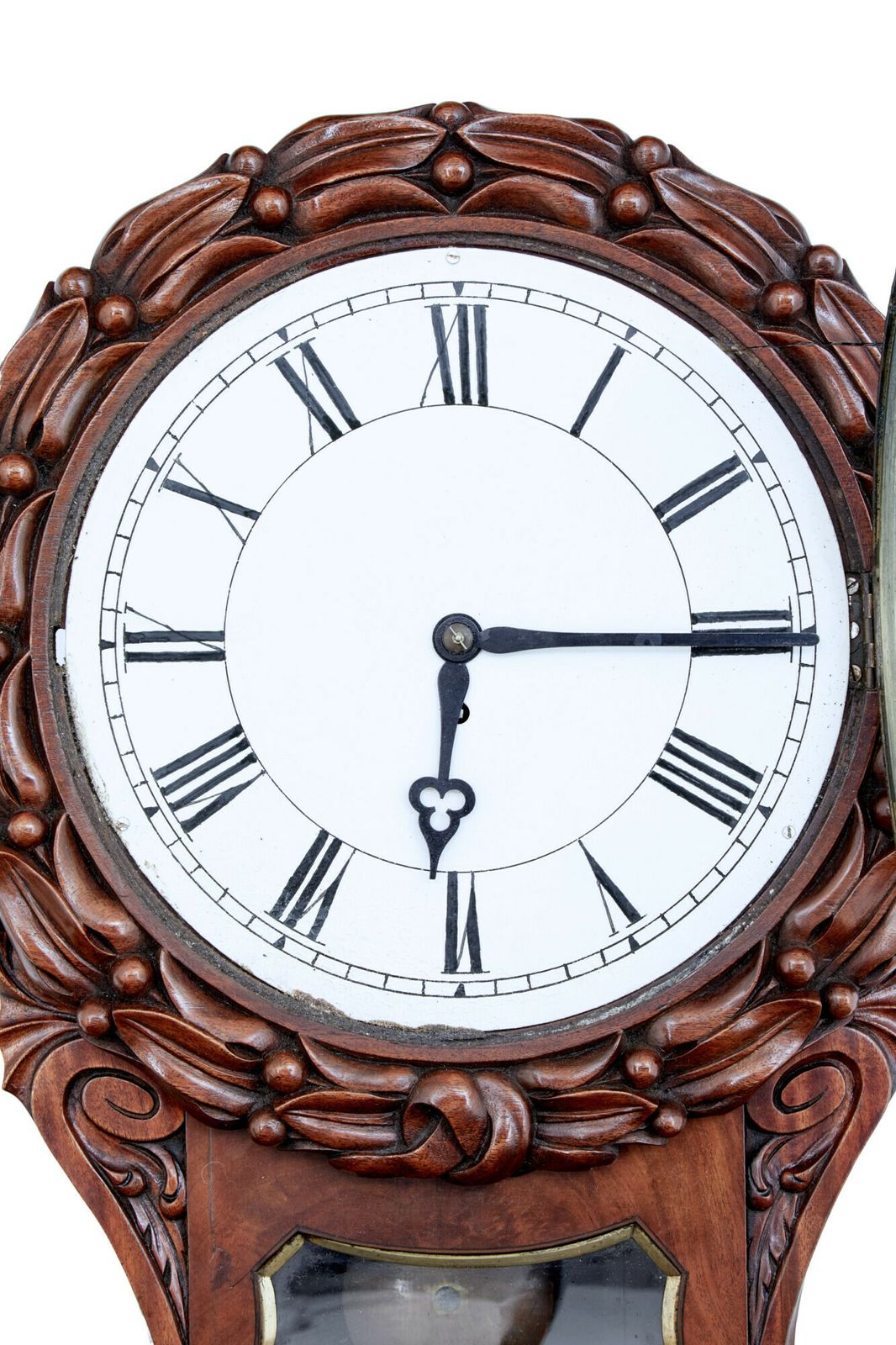 Mid 19th Victorian Century Carved Mahogany Fusee Wall Clock photo Home Decor