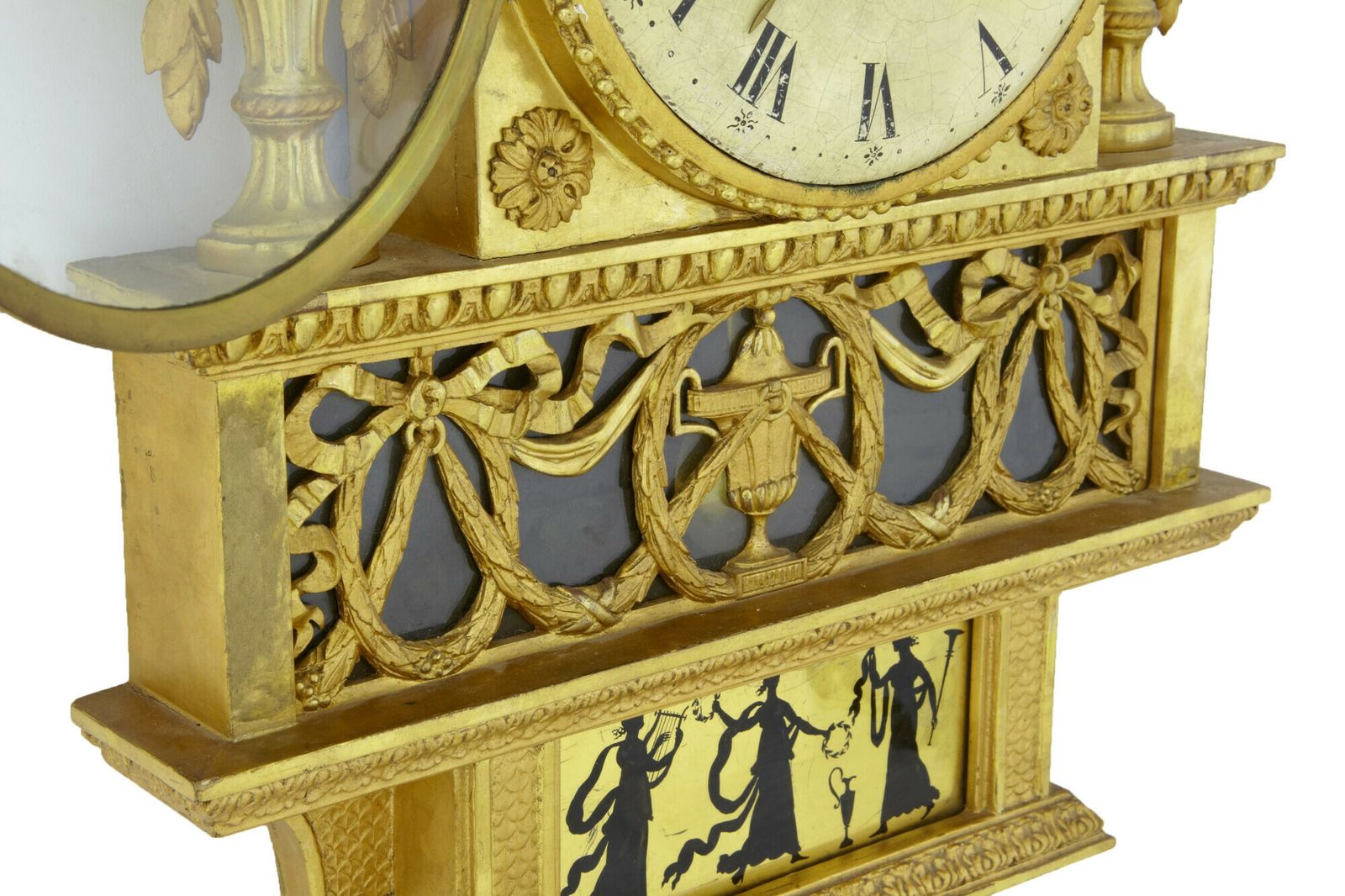 19th Century Swedish Gilt And Eglomise Ornate Wall Clock photo 2475.0