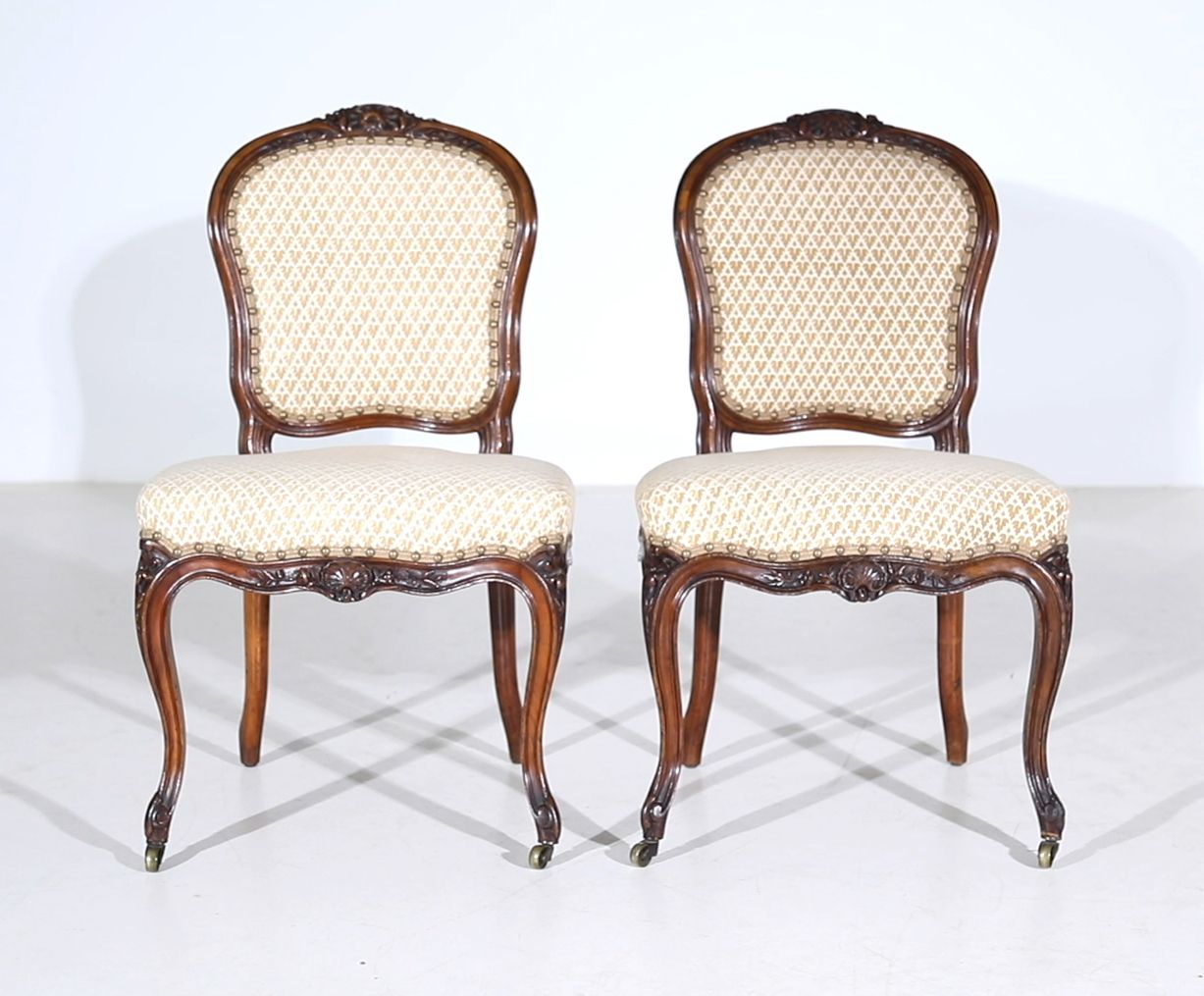 Pair Of 19th Century Carved Walnut Side Chairs photo vintage