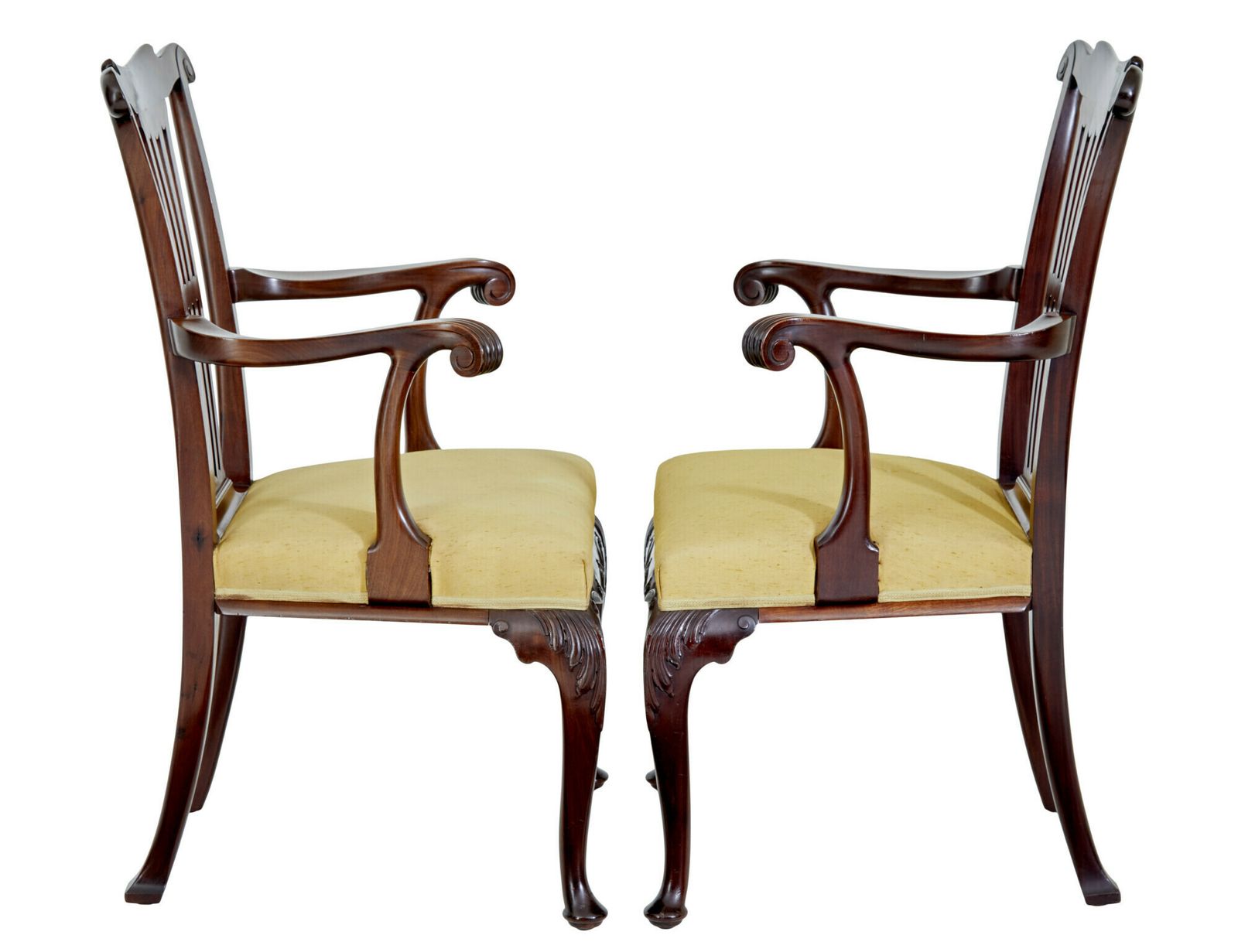 Pair Of 19th Century Chippendale Design Mahogany Armchairs photo for sale