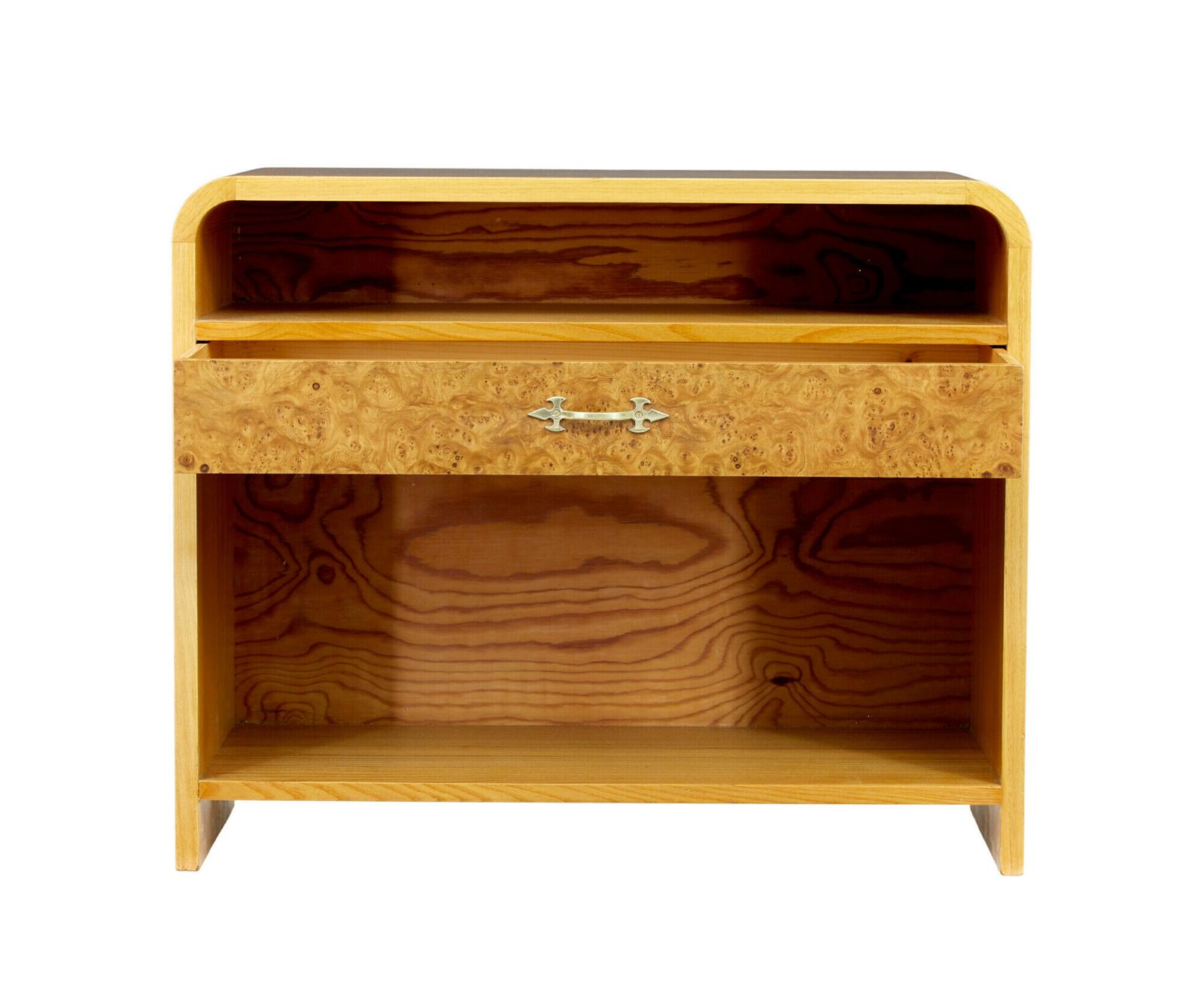 Mid Century Scandinavian Shaped Birch Bedside Table photo 545.0
