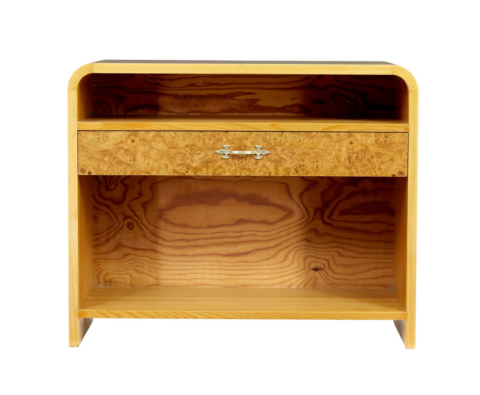 Mid Century Scandinavian Shaped Birch Bedside Table photo vinterior