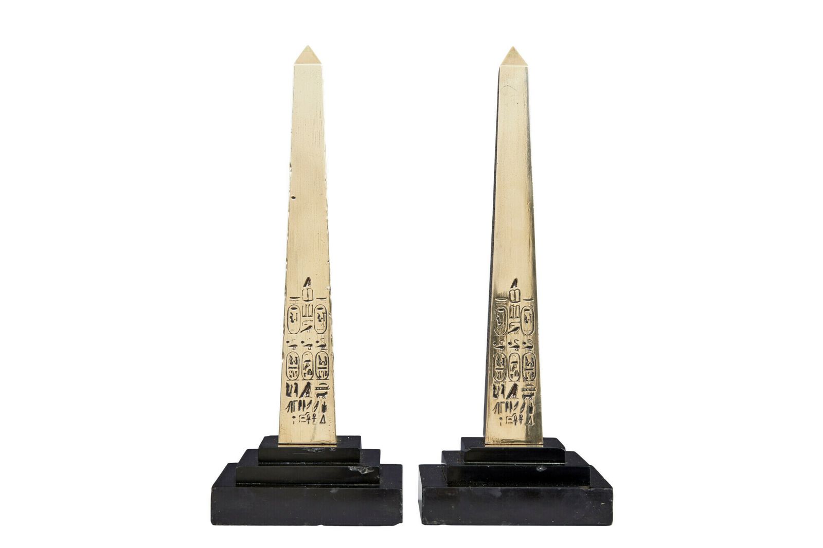 Pair Of Egyptian Revival Desktop Brass Obelisks photo furniture