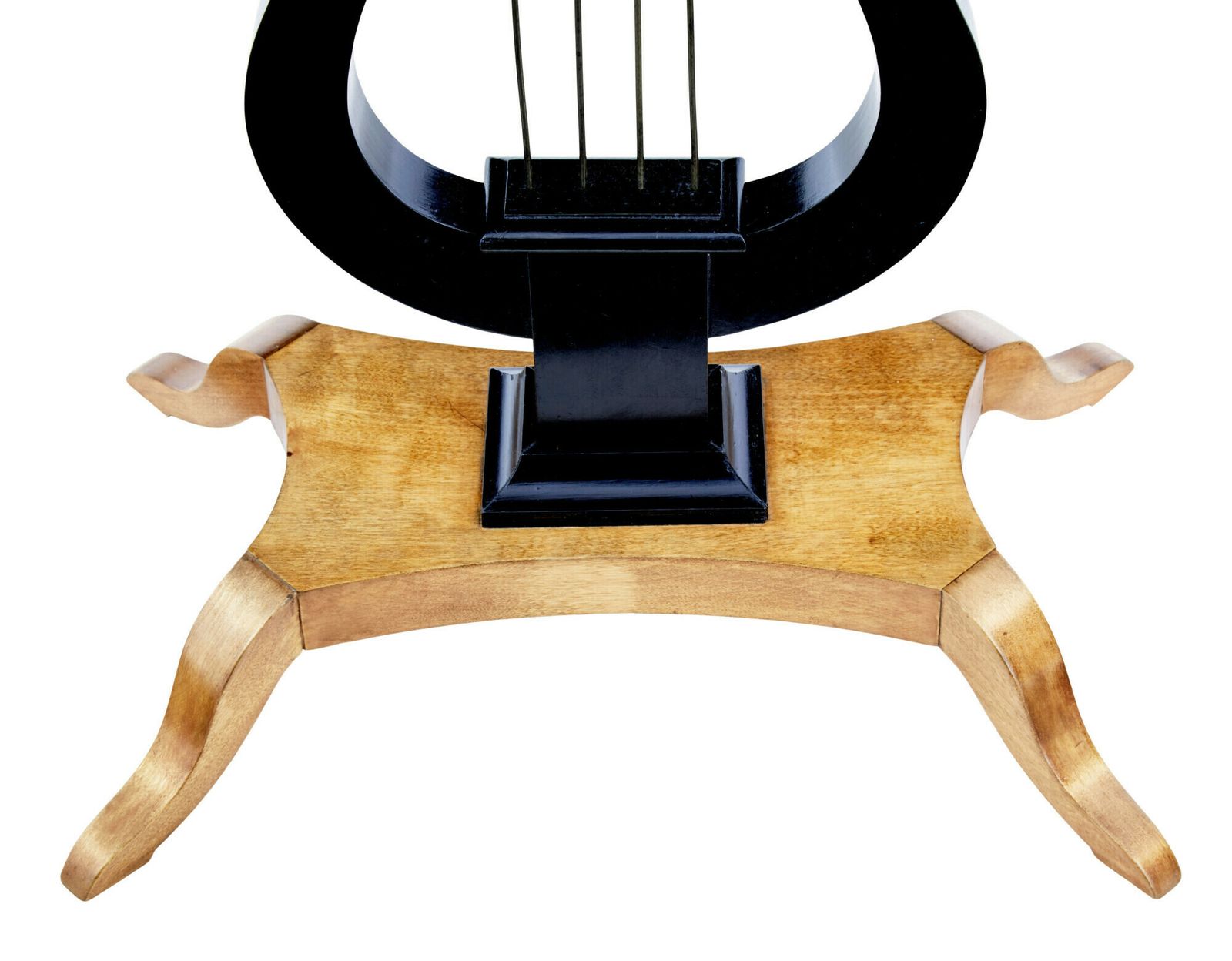 19th Century Inlaid Birch Lyre Form Occasional Table photo furniture