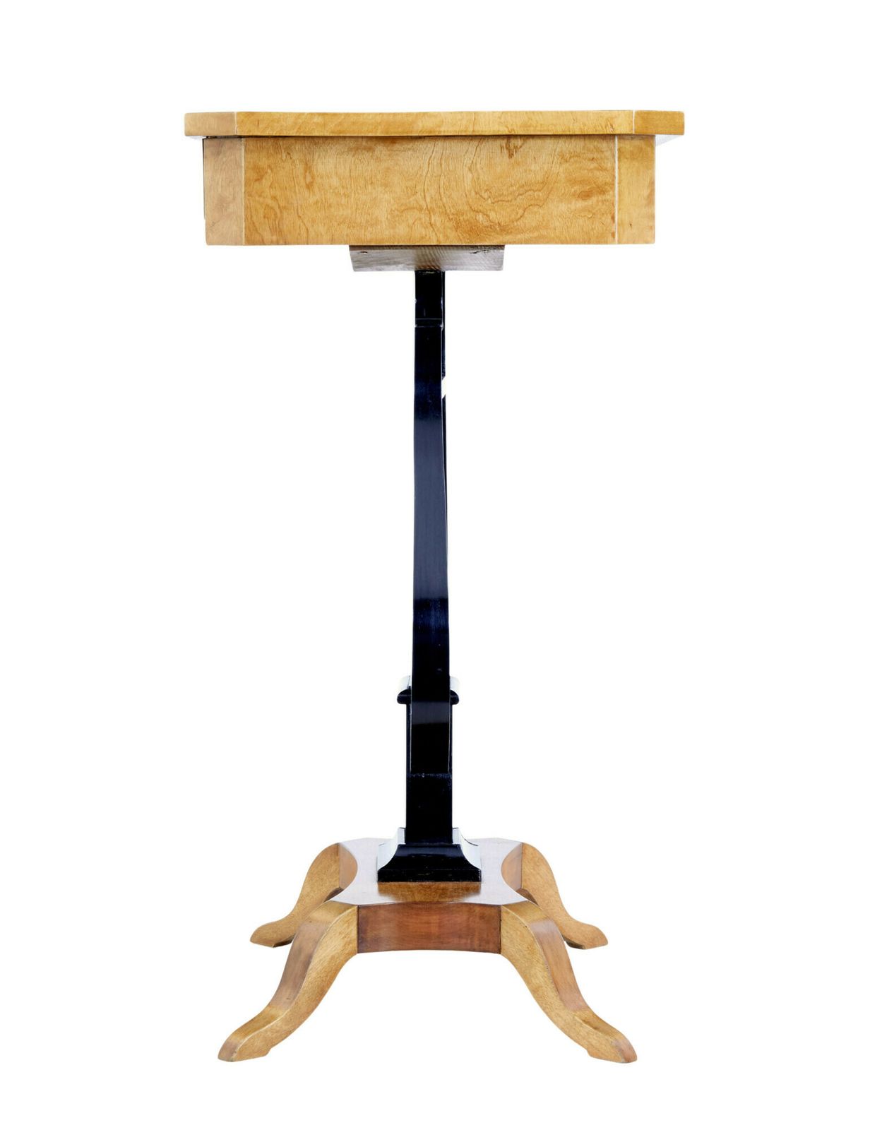 19th Century Inlaid Birch Lyre Form Occasional Table photo vintage