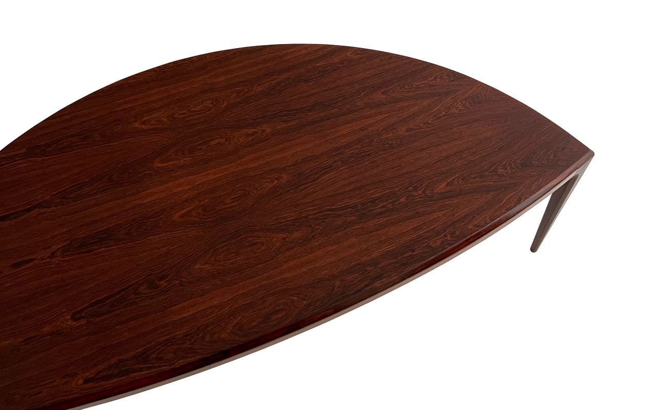 Danish 1950s Large Johannes Andersen Rosewood Demilune 3 Legged Coffee Table photo vintage