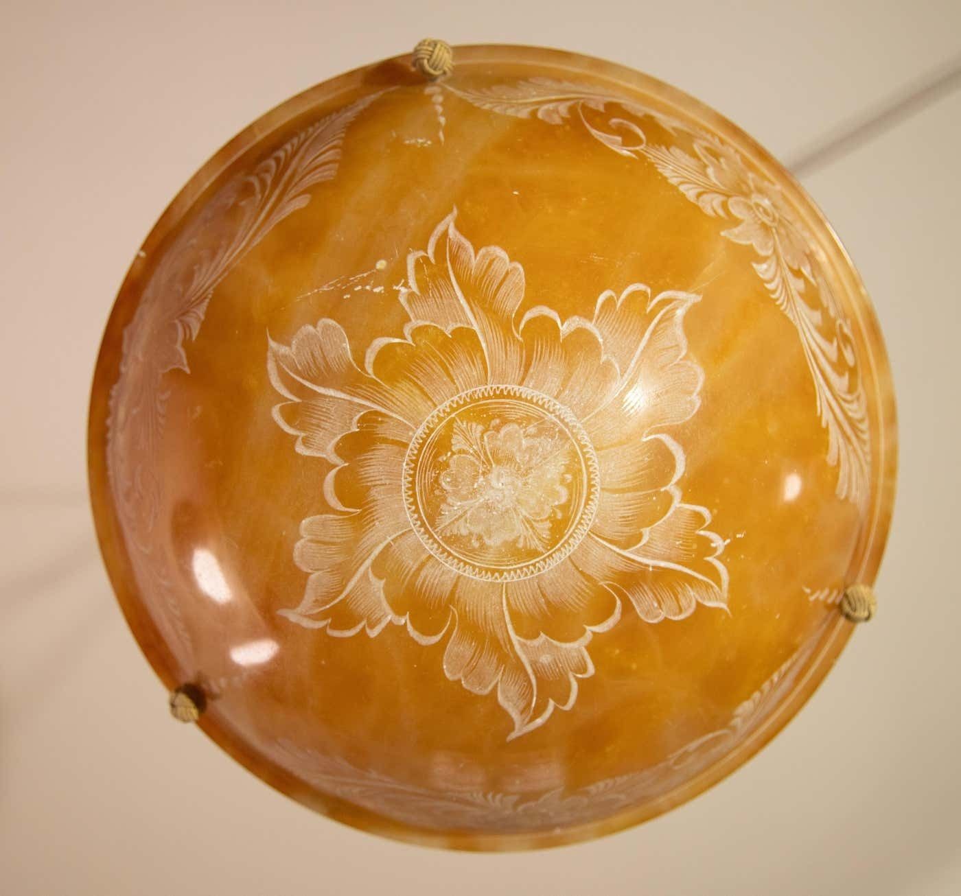 Antique Art Decò Liberty Alabaster Chandelier With Decorations, 1940s photo furniture