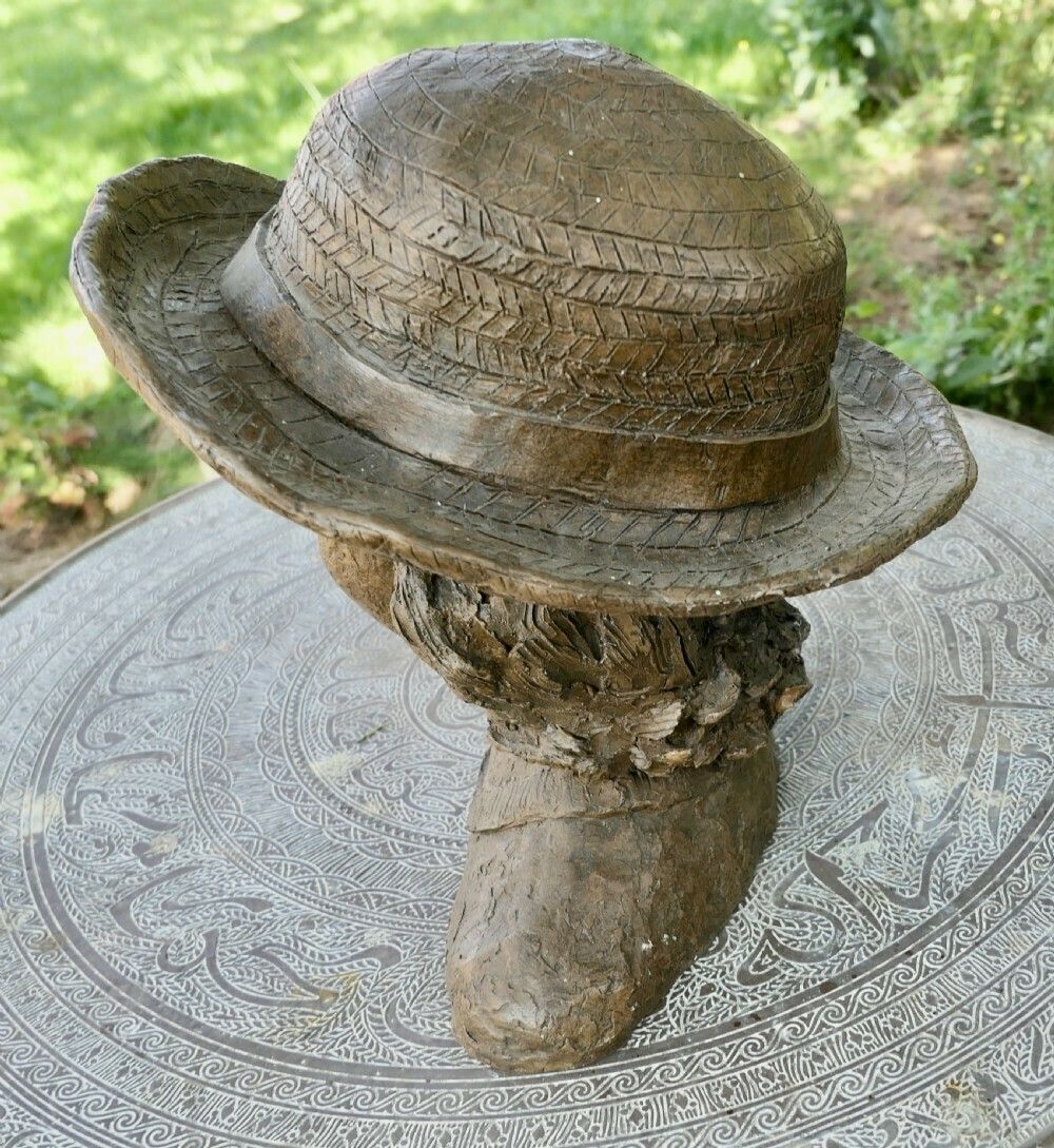 Artist’s Model Bust Of A Young Girl In A Panama Hat, Not Signed photo 330.0