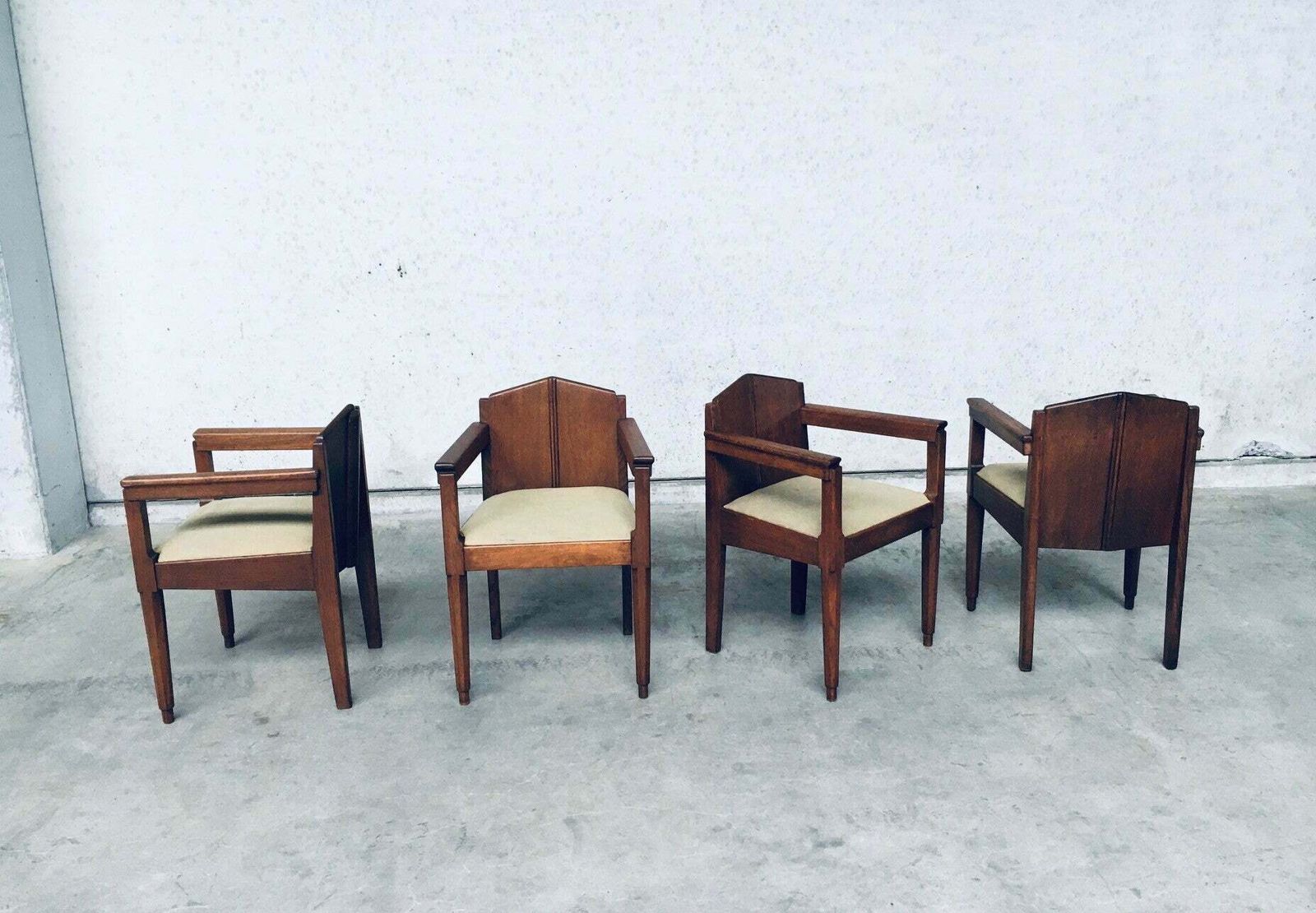 1910's Dutch Modernism Design Amsterdam School Dining Chair Set photo vinterior