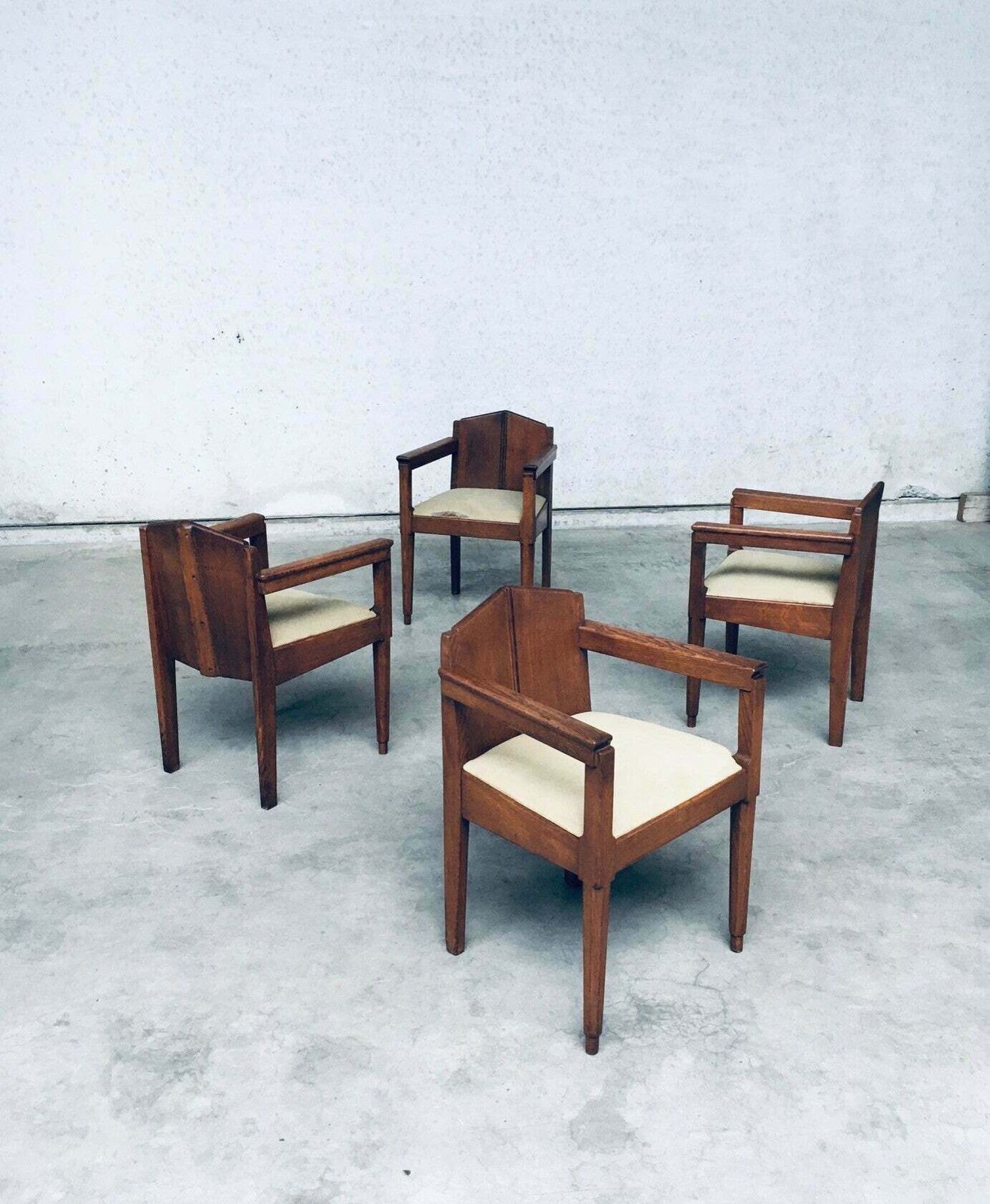 Furniture 1910's Dutch Modernism Design Amsterdam School Dining Chair Set photo