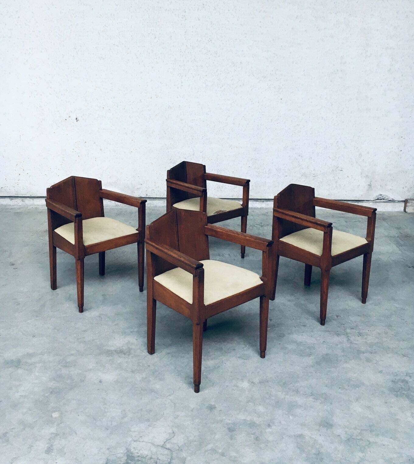5200.0 1910's Dutch Modernism Design Amsterdam School Dining Chair Set photo