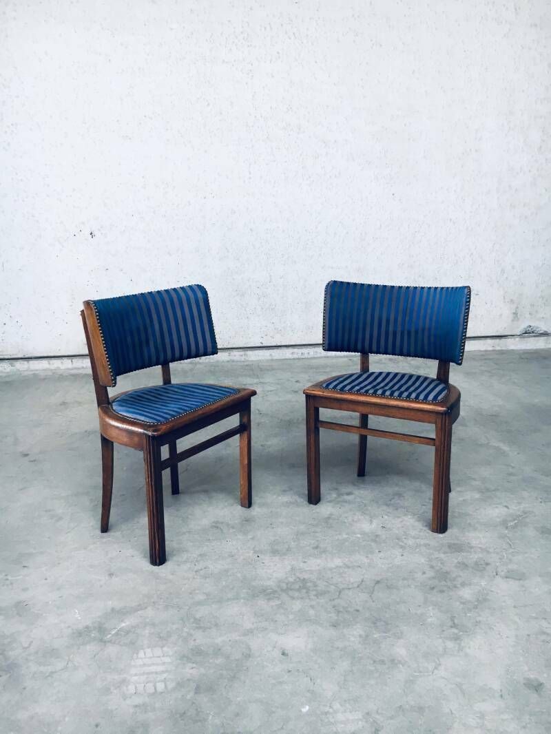 Art Deco Curved Back Side Chair Set, France 1930's photo 925.0