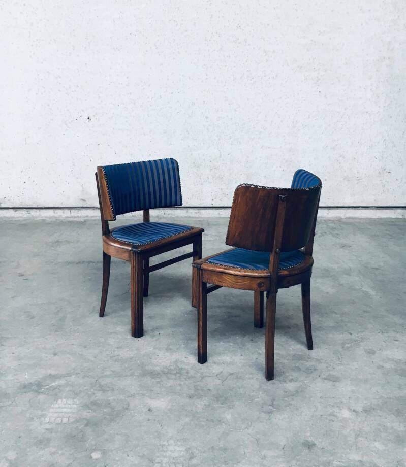 Furniture Art Deco Curved Back Side Chair Set, France 1930's photo