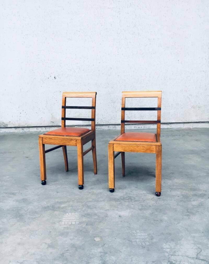 Art Deco Modernism Design Side Chair Set, Belgium 1930's photo furniture