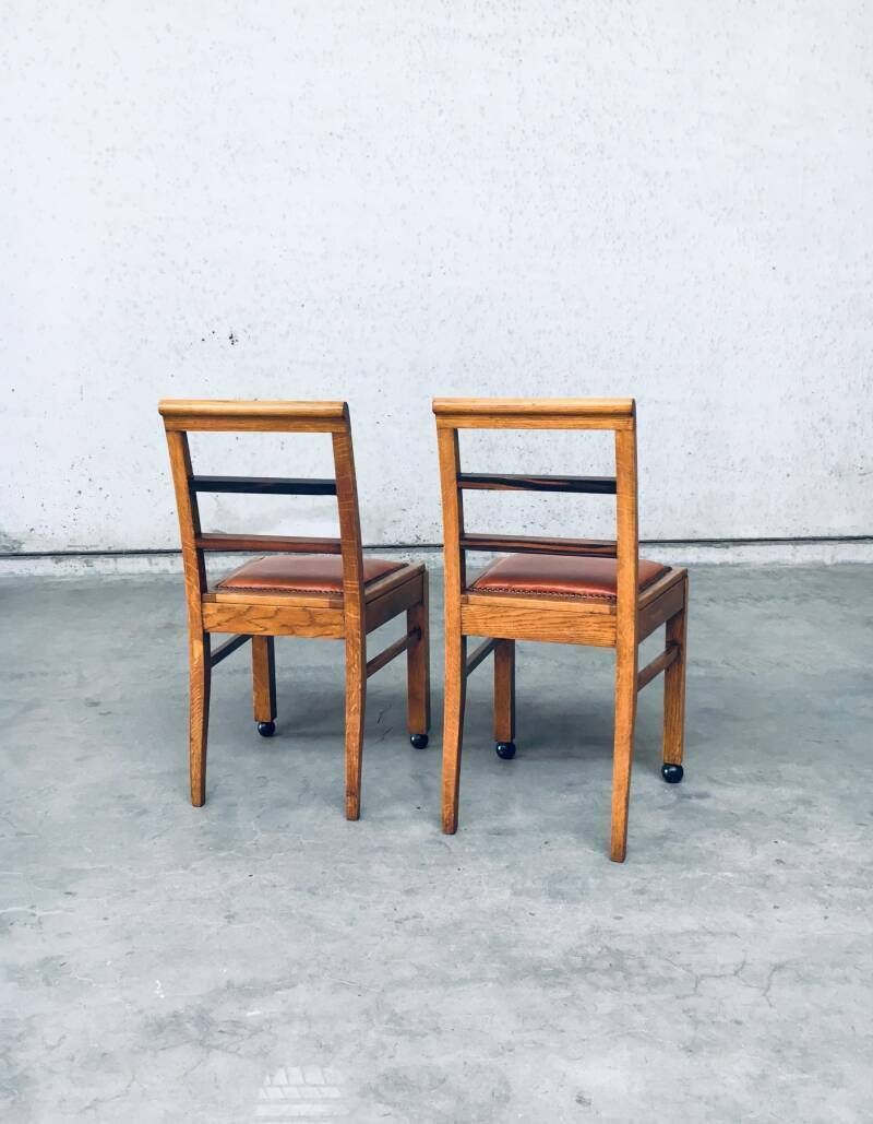 Furniture Art Deco Modernism Design Side Chair Set, Belgium 1930's photo