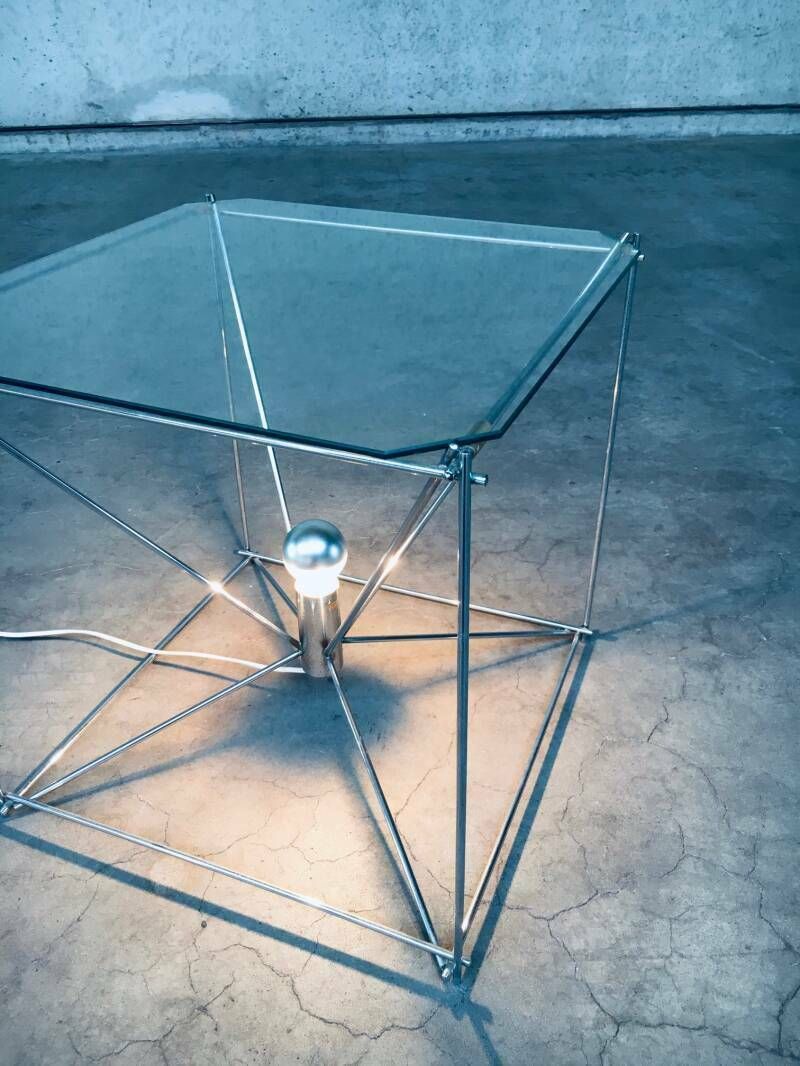 Cubist Design Floor Lamp Table By Max Sauze, France 1960's photo vintage