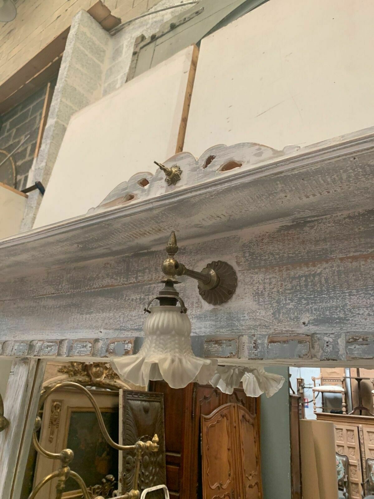 Store Counter With Sliding Door In Patinated Wood XX Century photo furniture