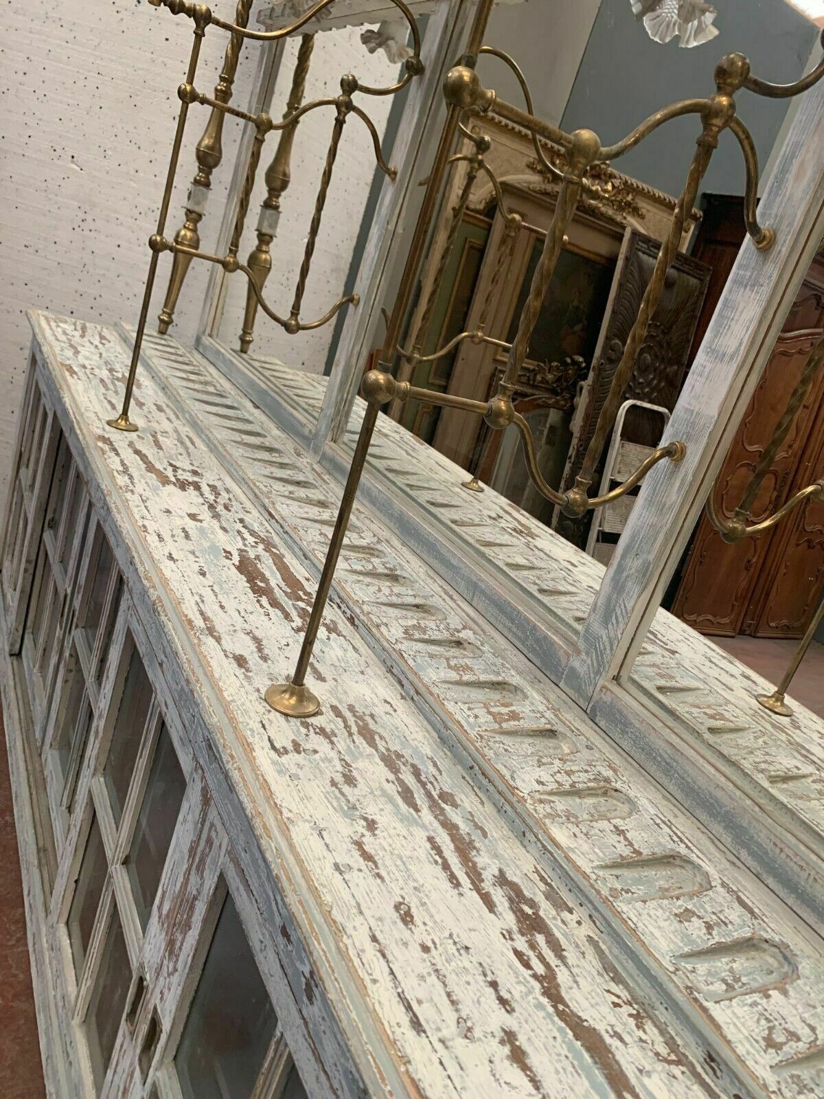 Store Counter With Sliding Door In Patinated Wood XX Century photo for sale