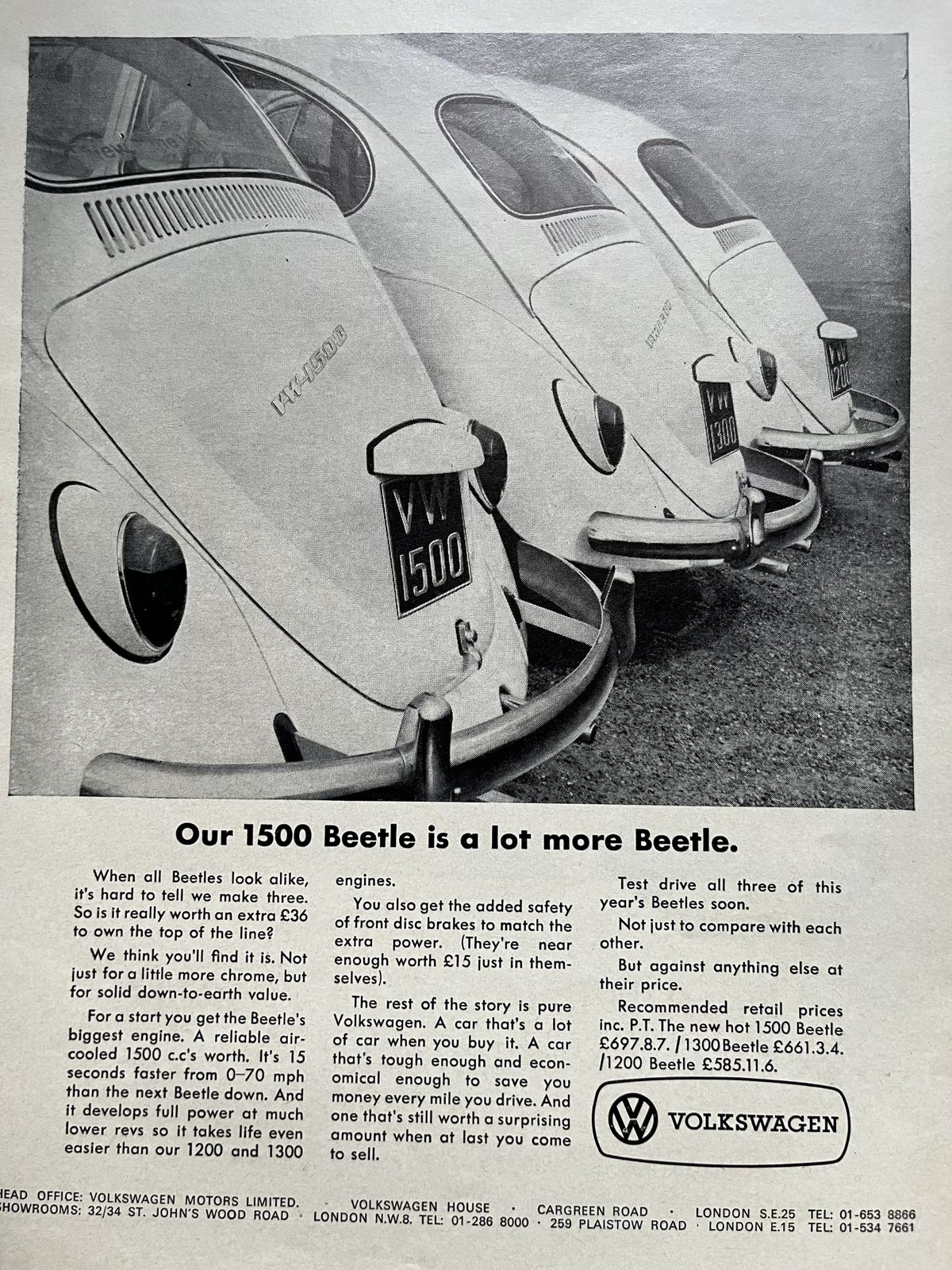 Original Volkswagen Advertising Print 1967 photo 76.0