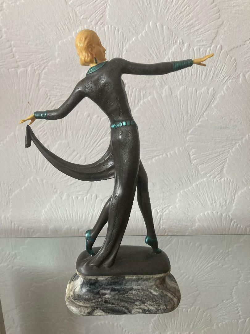 Stunning Lorenzl Art Deco Dancing Lady Bronze Art Sculpture Statue photo for sale