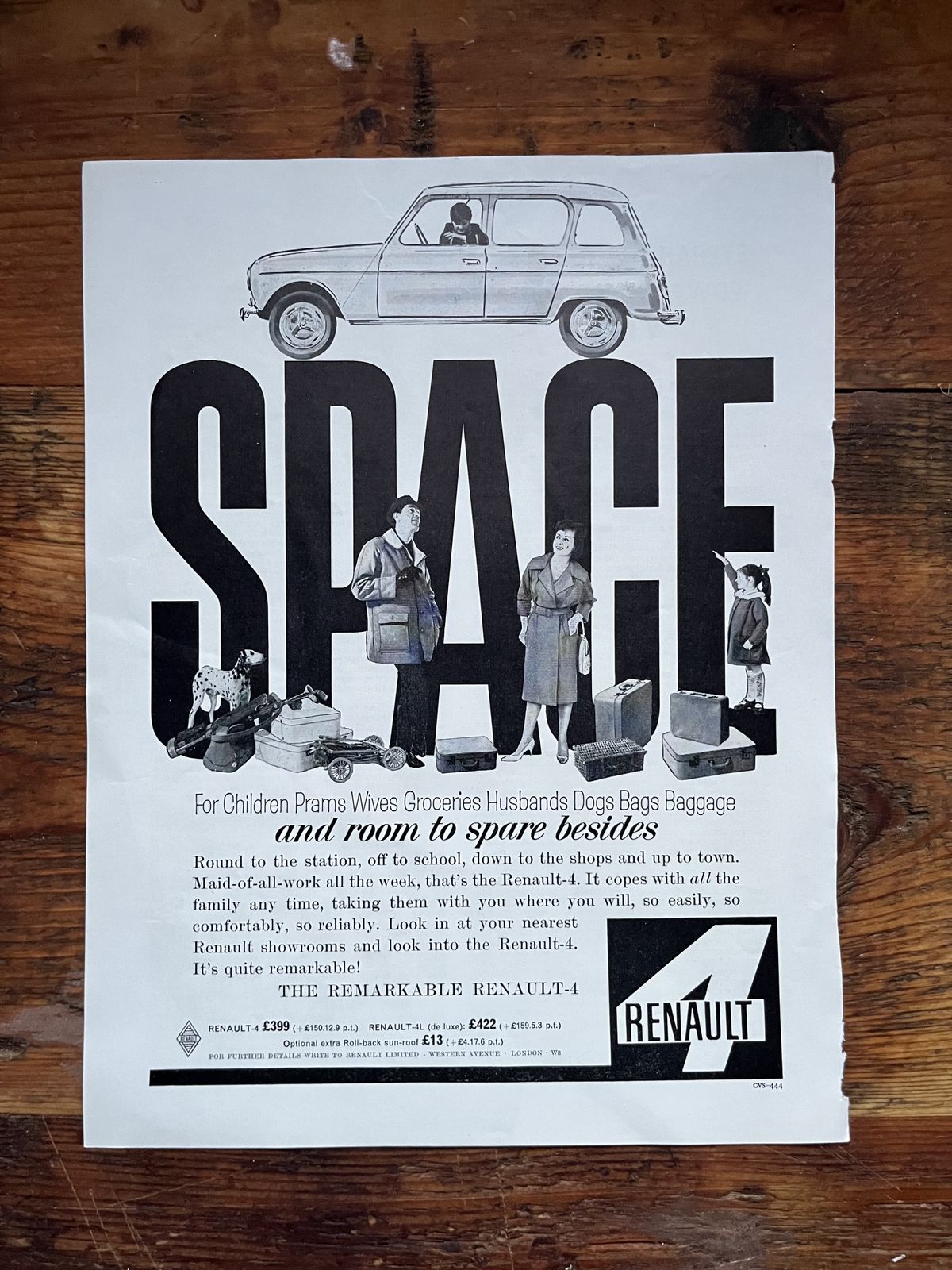 Original Renault 4 Advertising Print 1960s photo furniture
