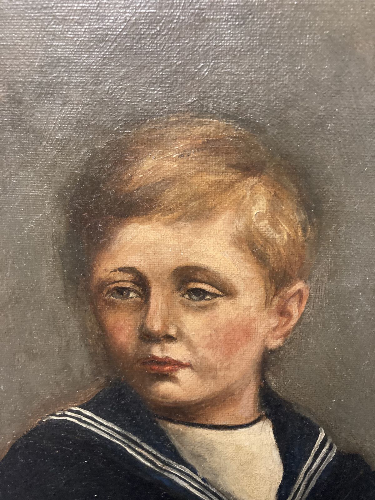 Antique Portrait In Oil Of A Young Boy Dressed In A Sailor’s Uniform photo furniture