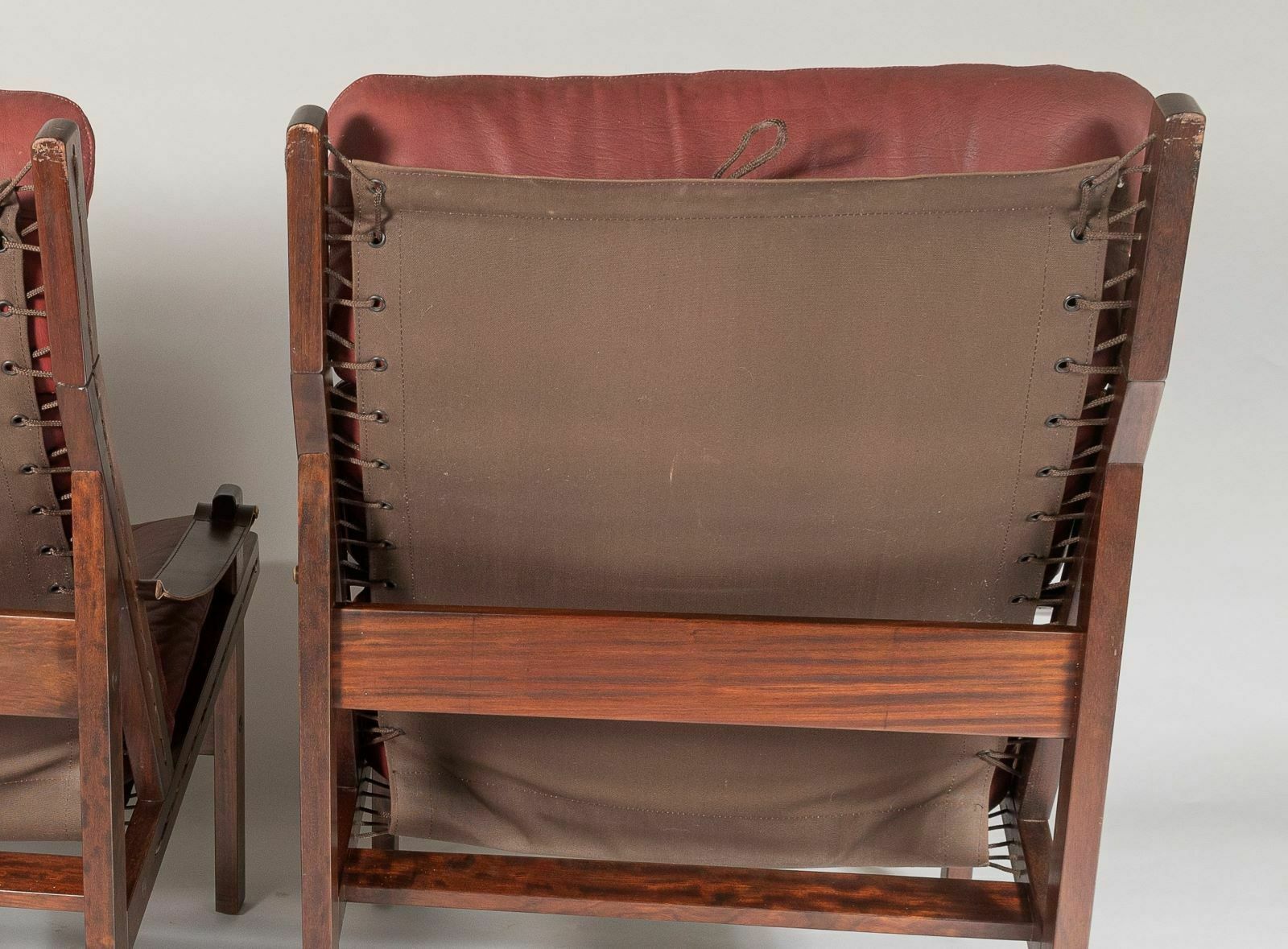 photo furniture Pair Of Mid Century Torbjørn Afdal Hunter Safari High Back Leather Lounge Chairs