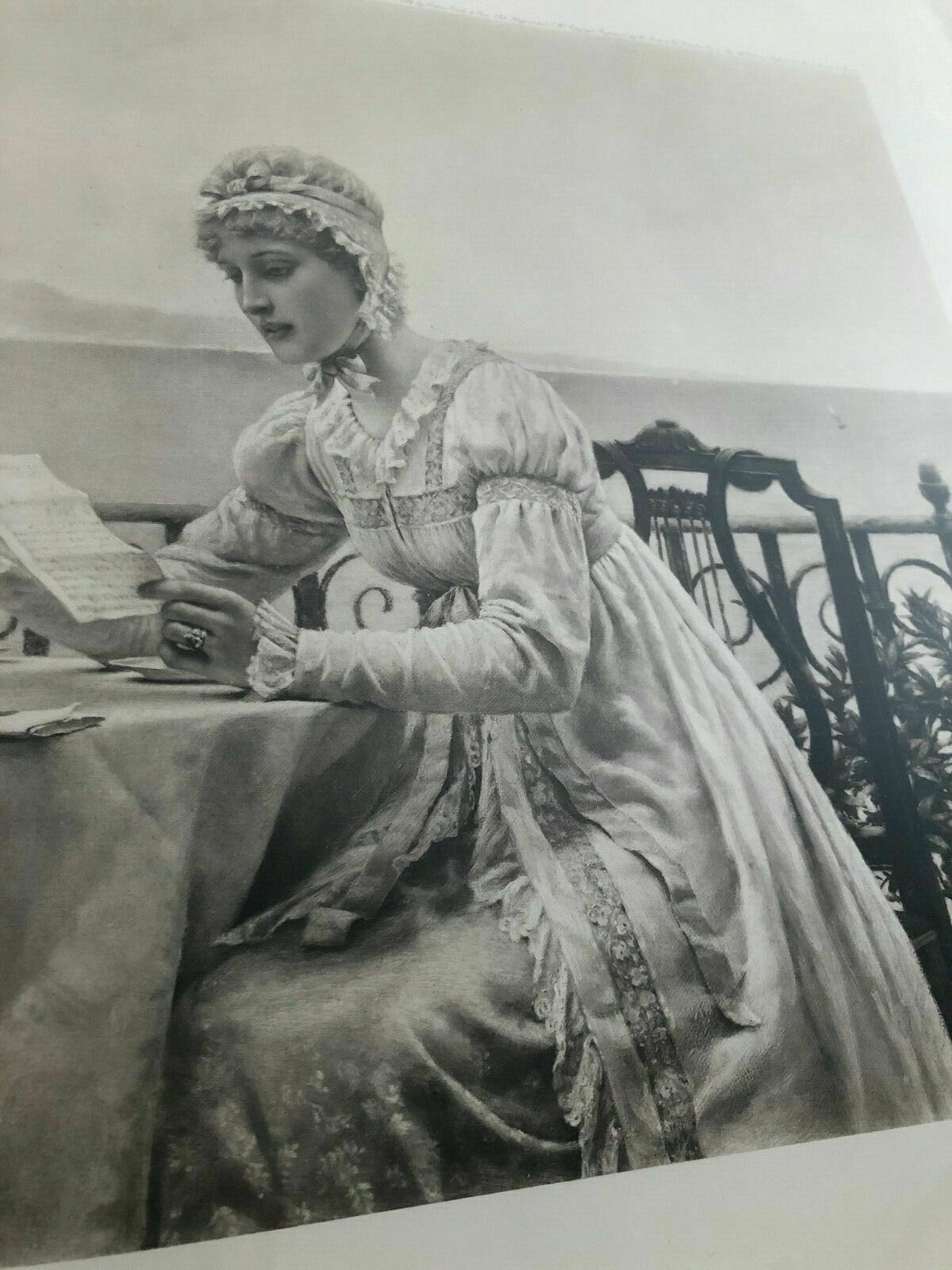 photo furniture Antique Print Edmund Blair Leighton 'The Honeymoon' Framed & Authenticated By The Printsellers Association