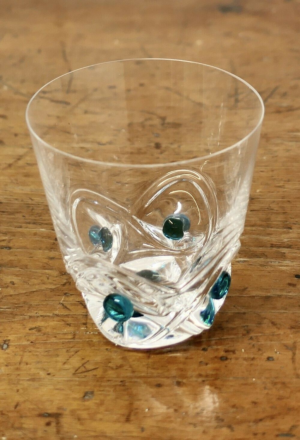 photo for sale Lalique Floride Turquoise Crystal Set Of 6 Whiskey Tumblers And Assiette