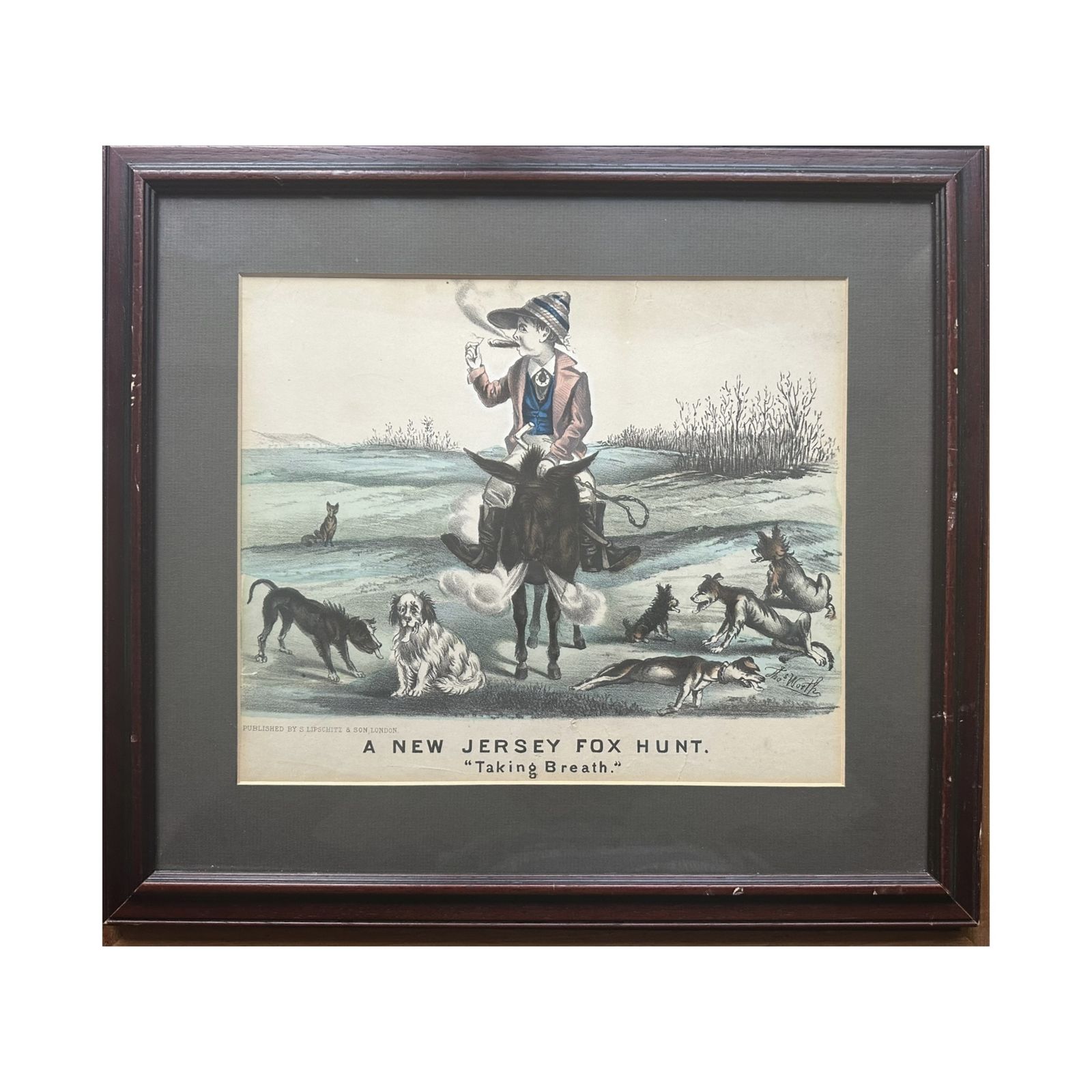 Thomas Worth (1834 1917) Lithograph, ‘A New Jersey Fox Hunt. Taking Breath’, Lipschitz & Son C,1876 photo 125.0