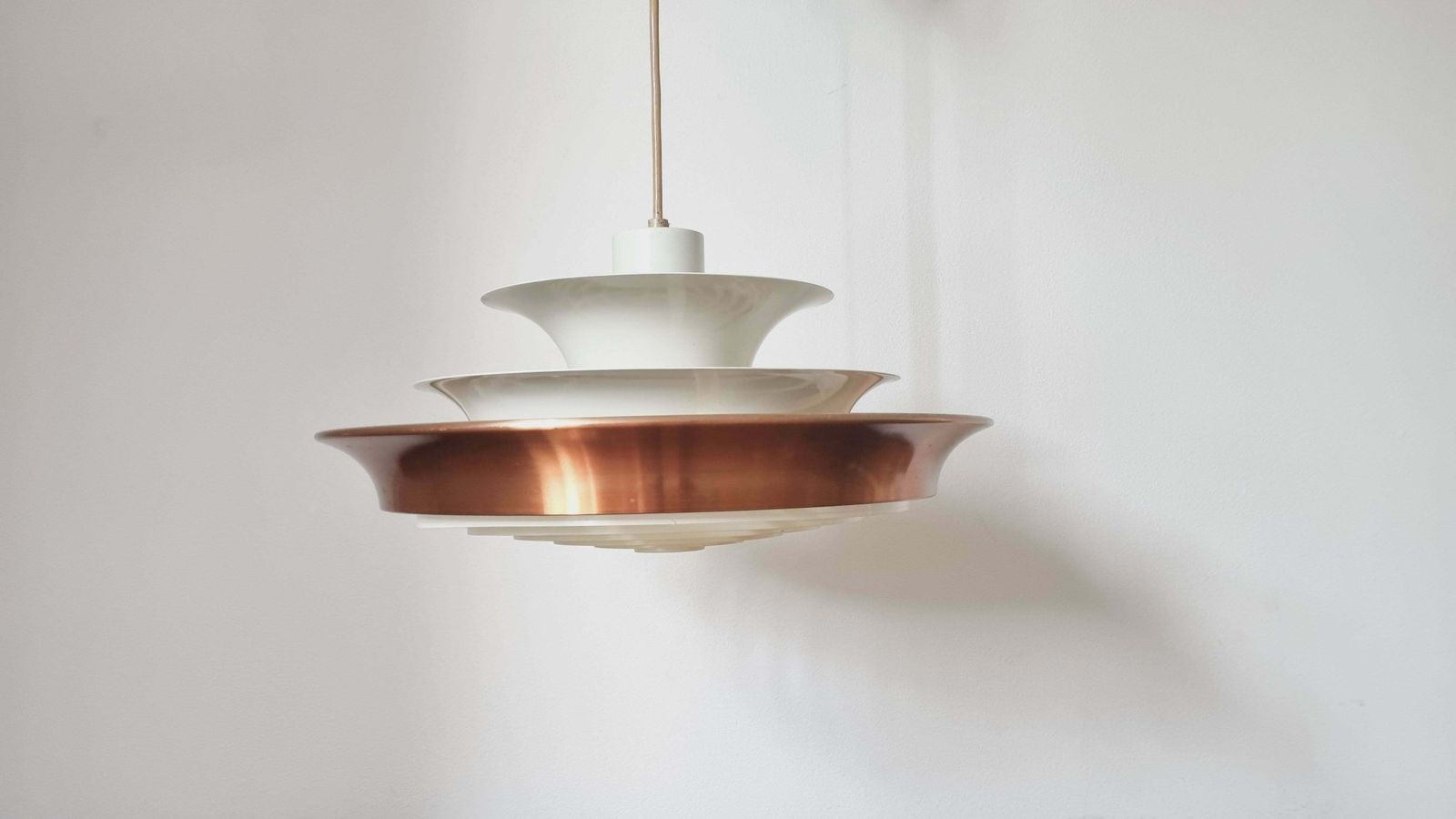 Rare Midcentury Pendant In Style Of Louis Poulsen, Denmark, 1970s photo vinterior