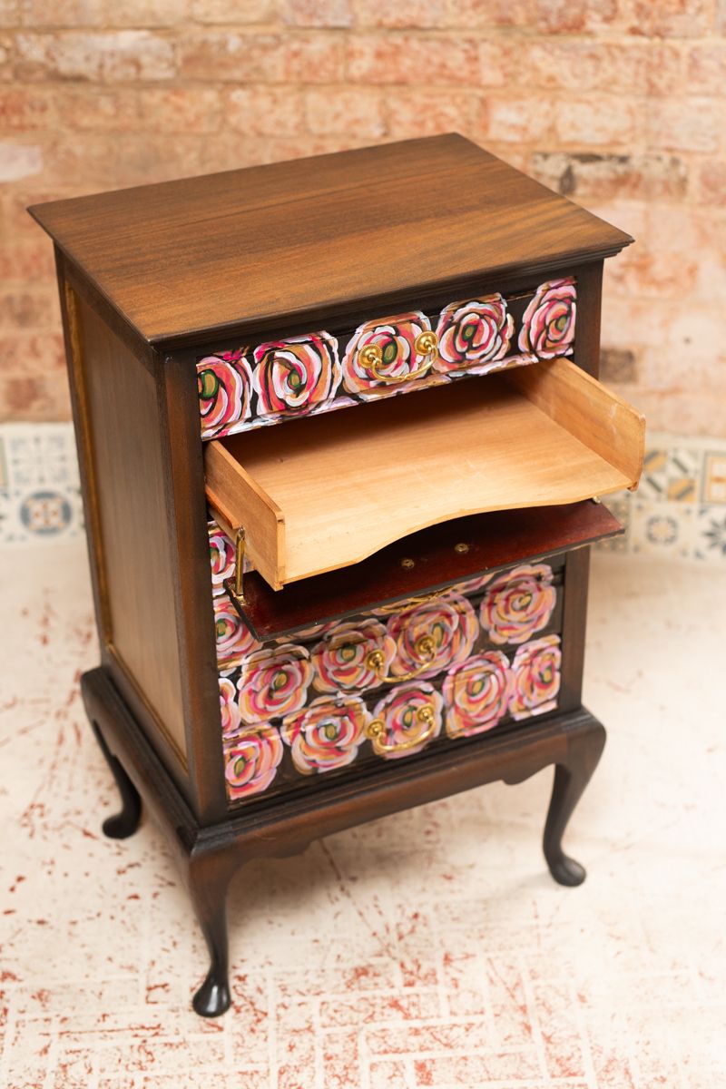 Hand Painted Chest Of Drawers With One Off Roses Design photo for sale