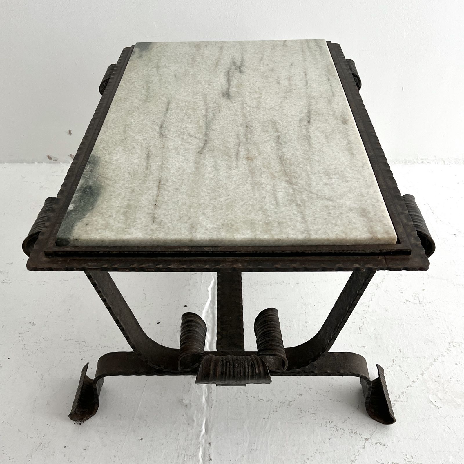 photo furniture 1940s Steel And Marble French Coffee Table