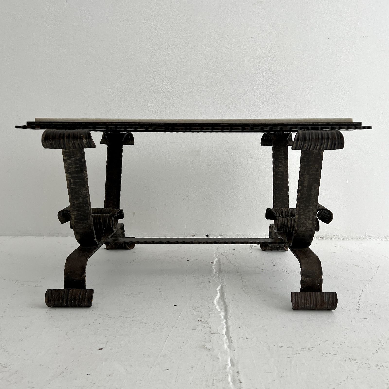 Furniture 1940s Steel And Marble French Coffee Table photo