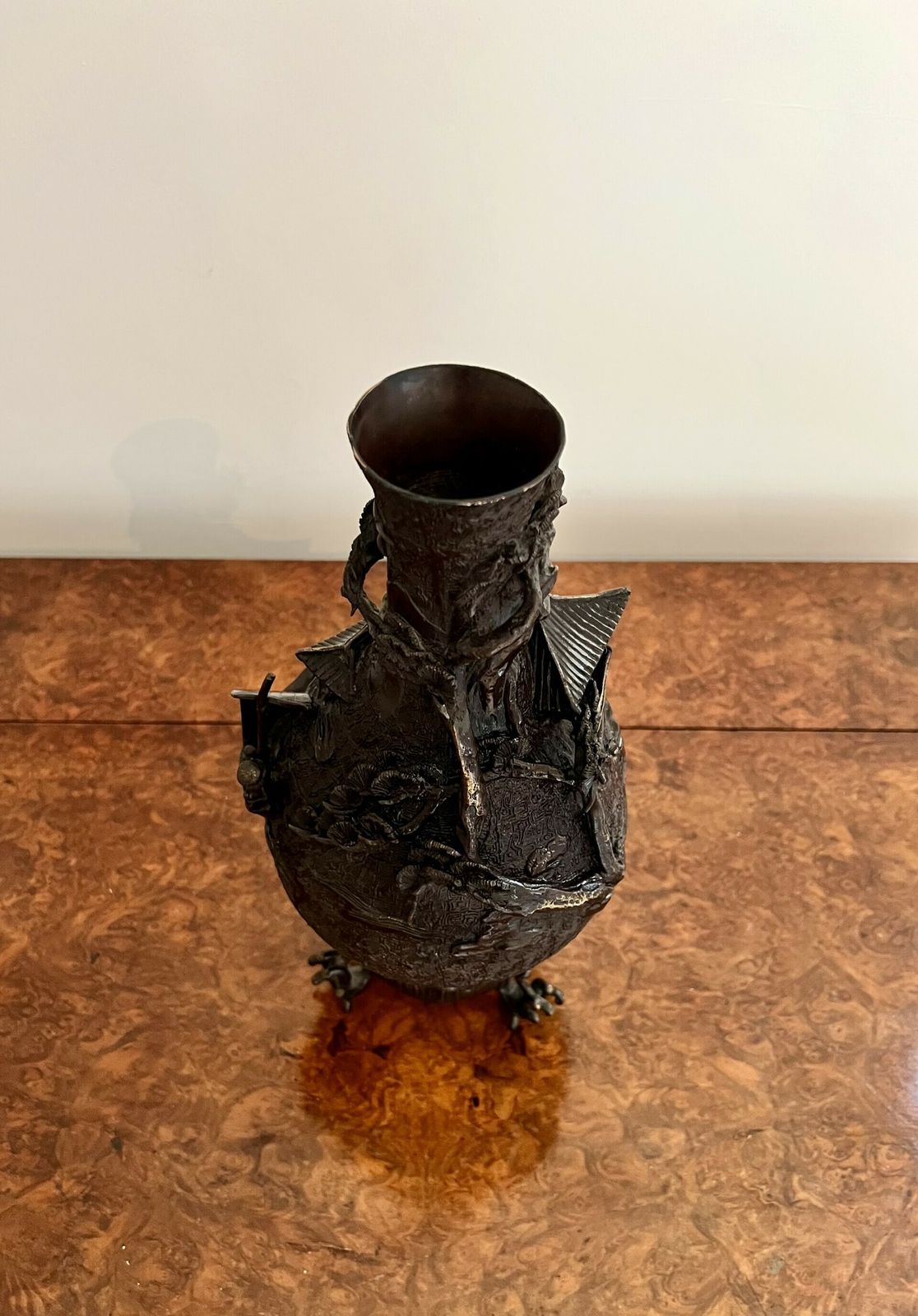 Unusual Quality Antique Japanese Bronze Vase photo 695.0