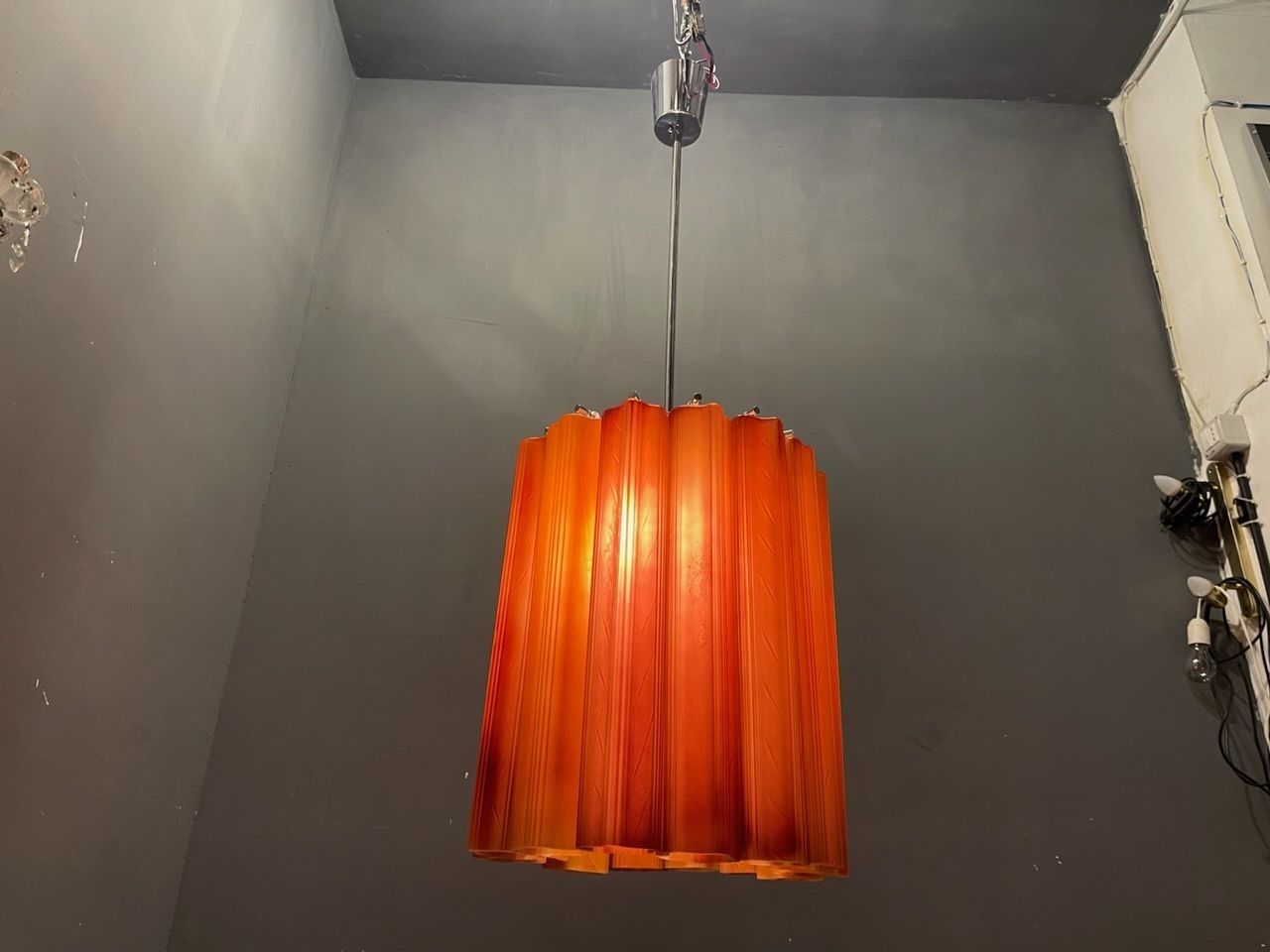 Italian Glass Tube Chandelier, 1980s photo furniture