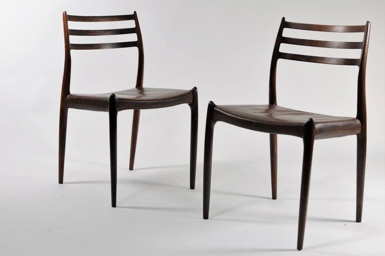 N. O. Moller Six Fully Restored Rosewood Dining Chairs Including Custom Reupholstery photo vinterior