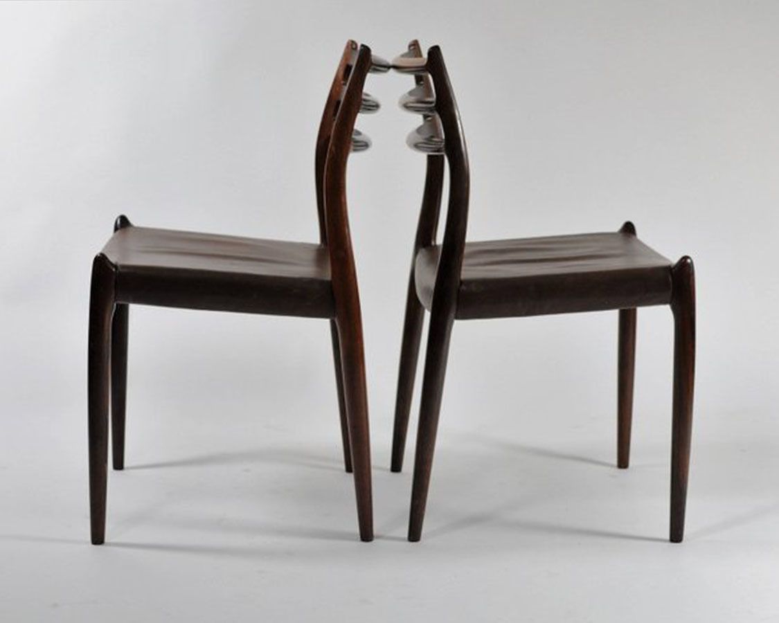 N. O. Moller Six Fully Restored Rosewood Dining Chairs Including Custom Reupholstery photo buy