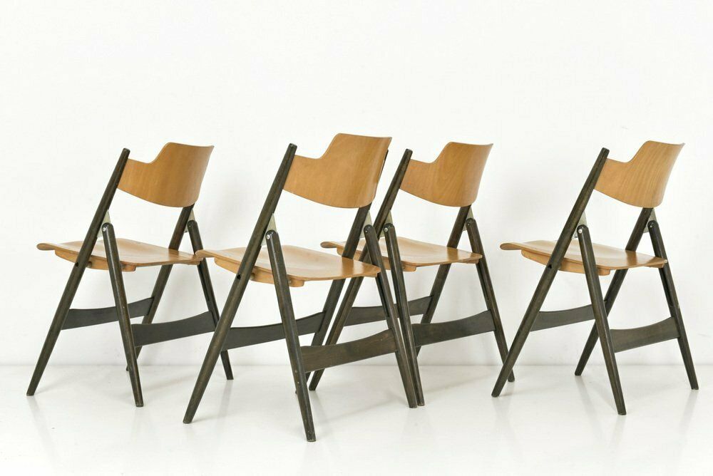 German Se 18 Folding Chairs By Egon Eiermann For Wilde+Spieth, 1950s, Set Of 4 photo vintage
