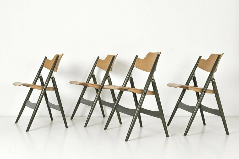 photo for sale German Se 18 Folding Chairs By Egon Eiermann For Wilde+Spieth, 1950s, Set Of 4