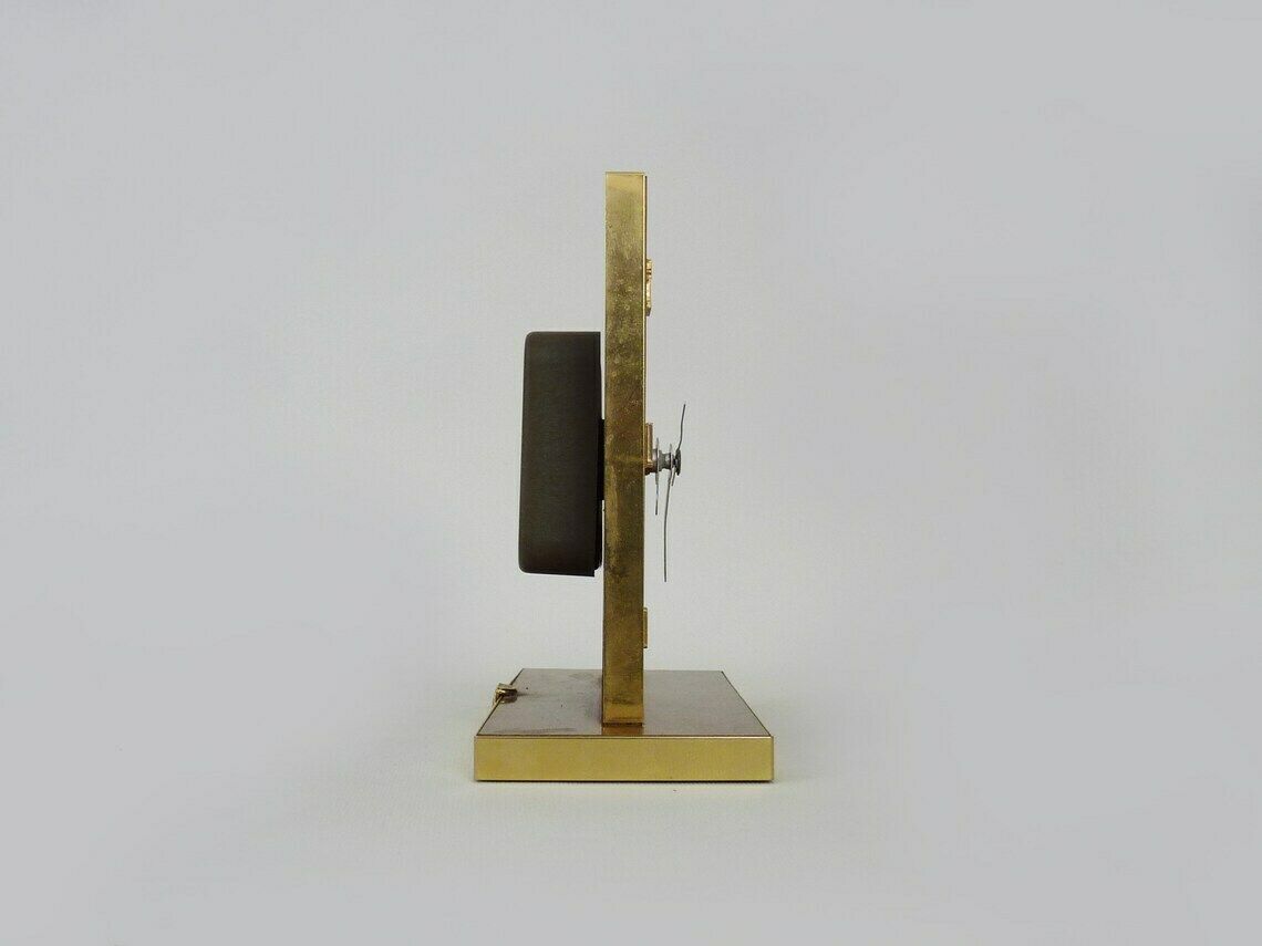 Vintage Italian 24k Gold Plated Wooden Table Clock photo Home Decor