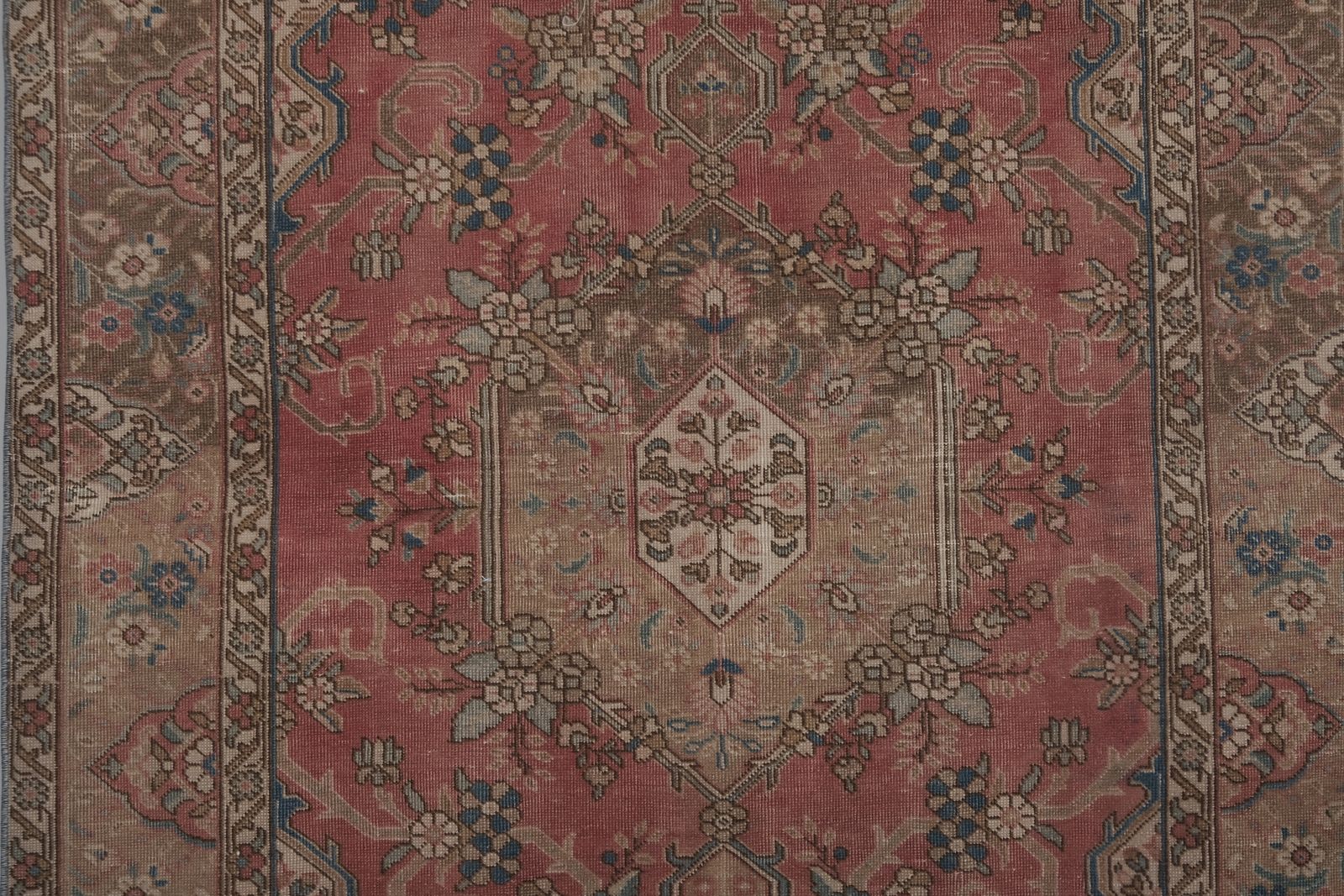 1970s Vintage Hand Knotted Distressed Low Pile Caucasian Style Rug photo 900.0