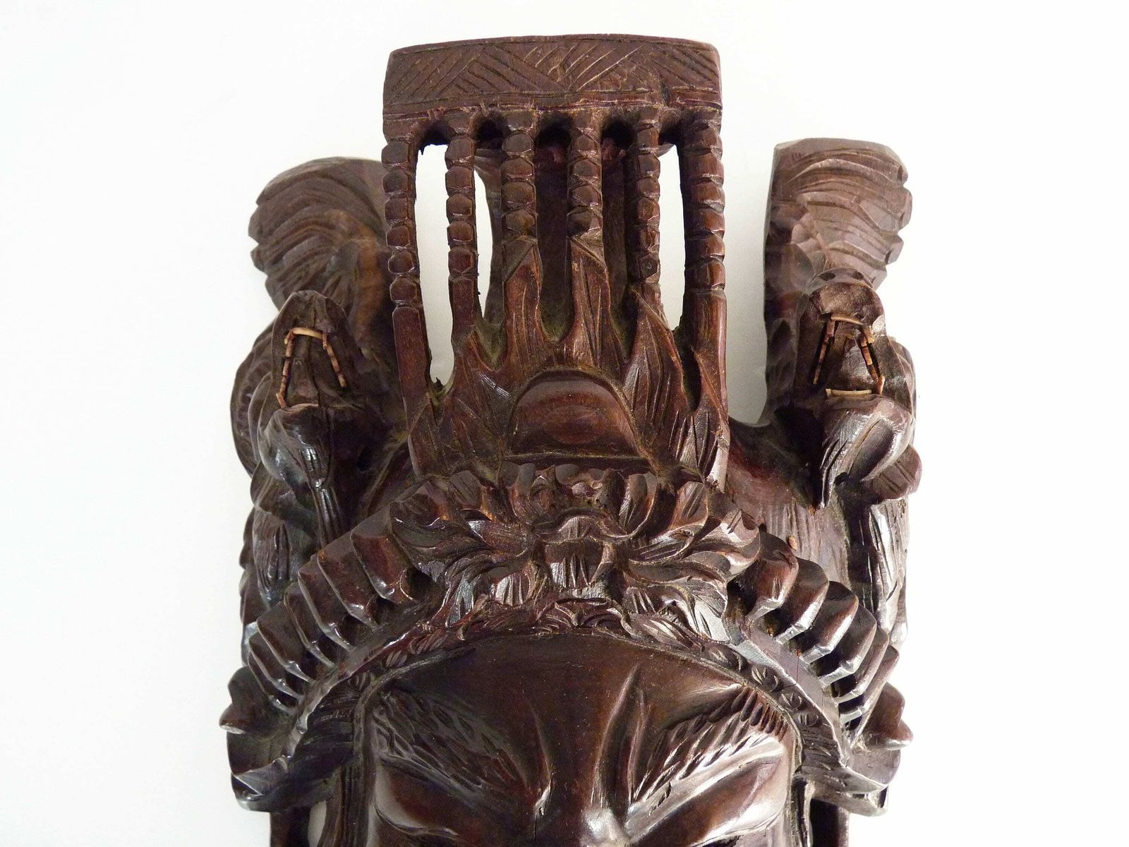 Ancient Chinese Mask In Carved Rosewood. 1st Half Of The 20th Century photo furniture