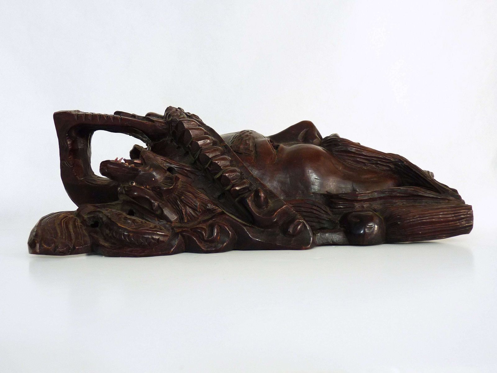 Ancient Chinese Mask In Carved Rosewood. 1st Half Of The 20th Century photo vintage