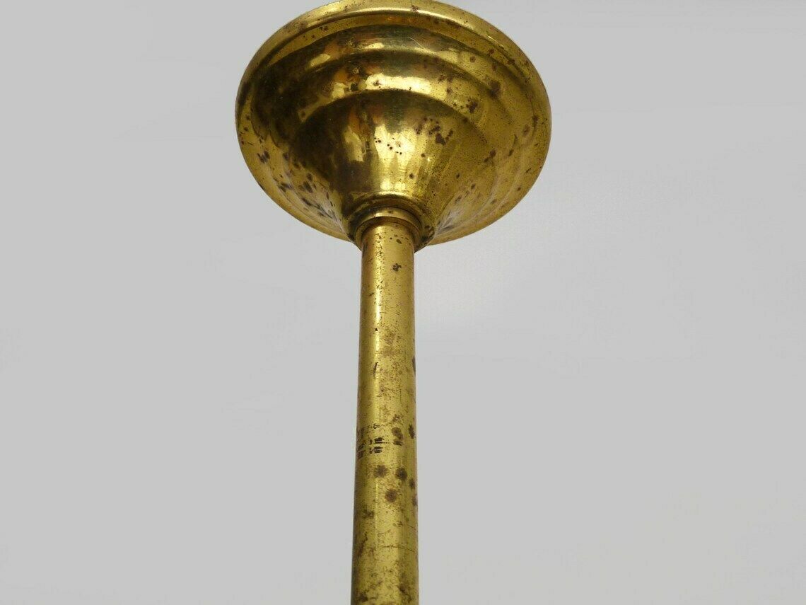 Granite Yellow Globe Suspension, Golden Edging, Old Art Deco Lampshade photo vinterior