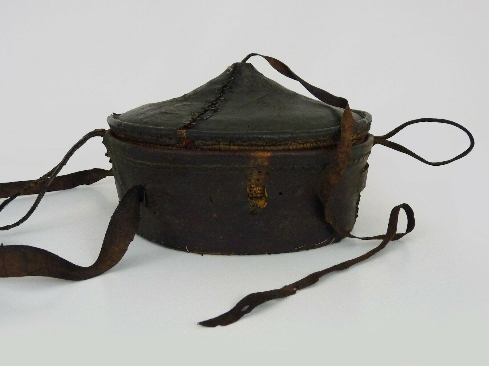 Old Tuareg Pantry From Mauritania Leather And Woven Wicker photo for sale