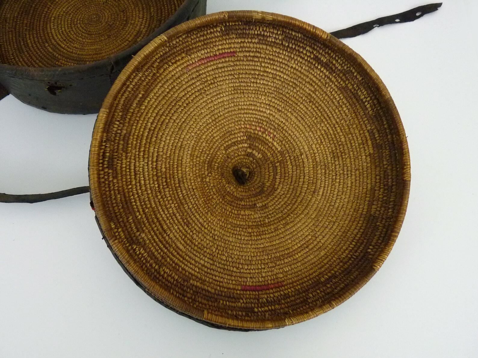 Old Tuareg Pantry From Mauritania Leather And Woven Wicker photo vintage